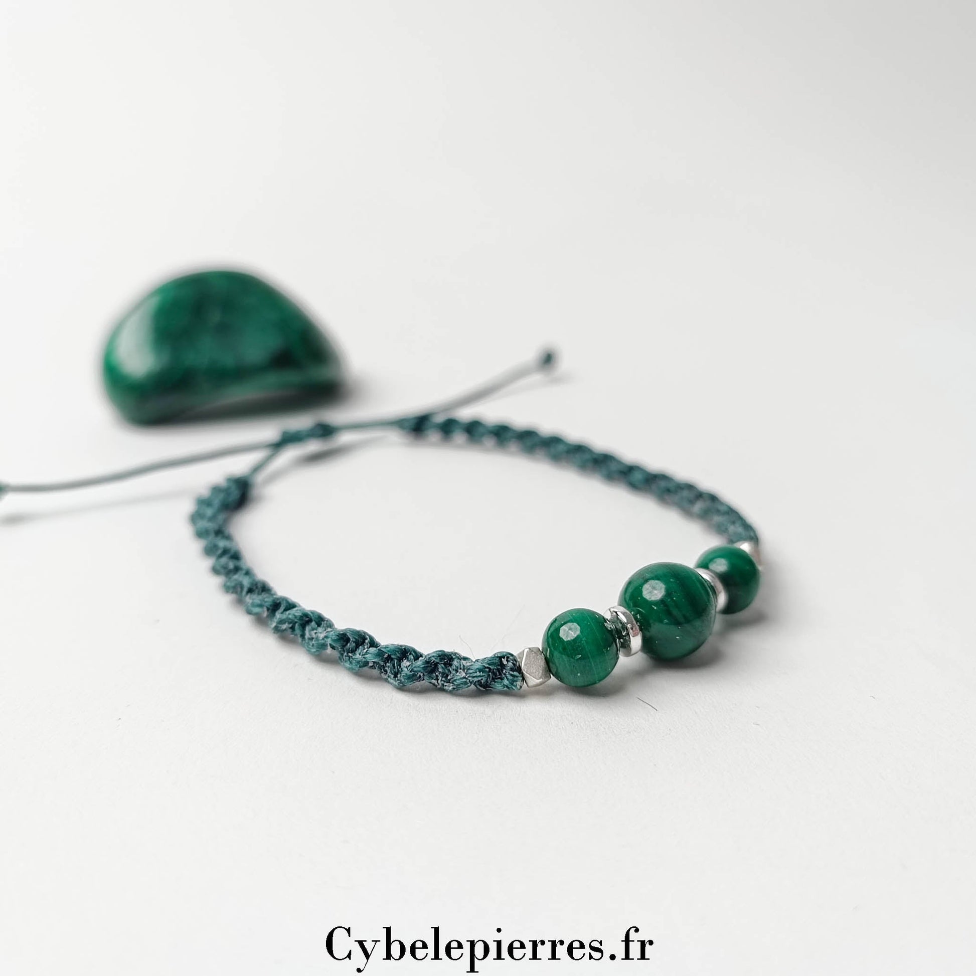 Bracelet Micro - Macramé - Malachite (6 et 8mm) | Harmonie et Protection - Cybele Pierres