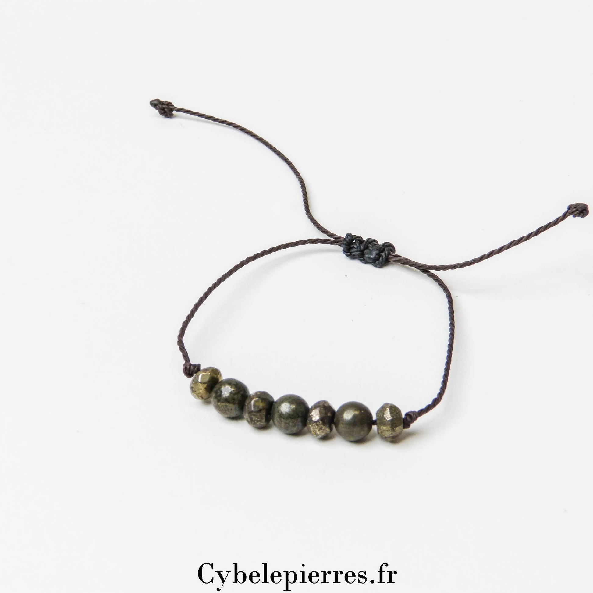 Bracelet Micro - Macramé Pyrite (6mm) | Force et Protection - Cybele Pierres