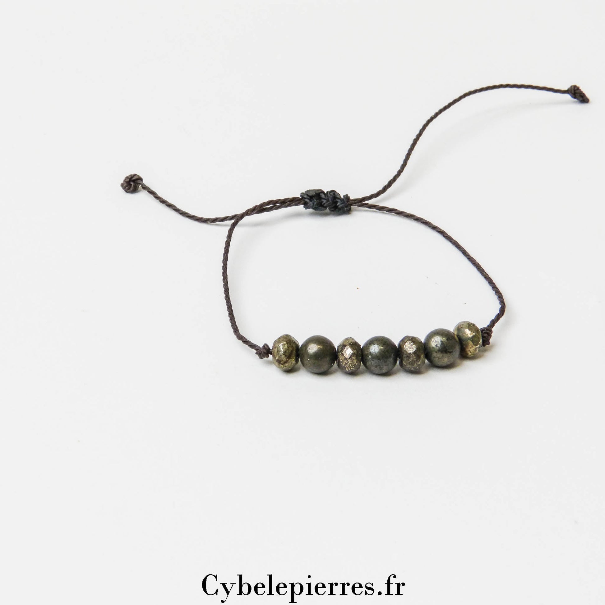 Bracelet Micro - Macramé Pyrite (6mm) | Force et Protection - Cybele Pierres