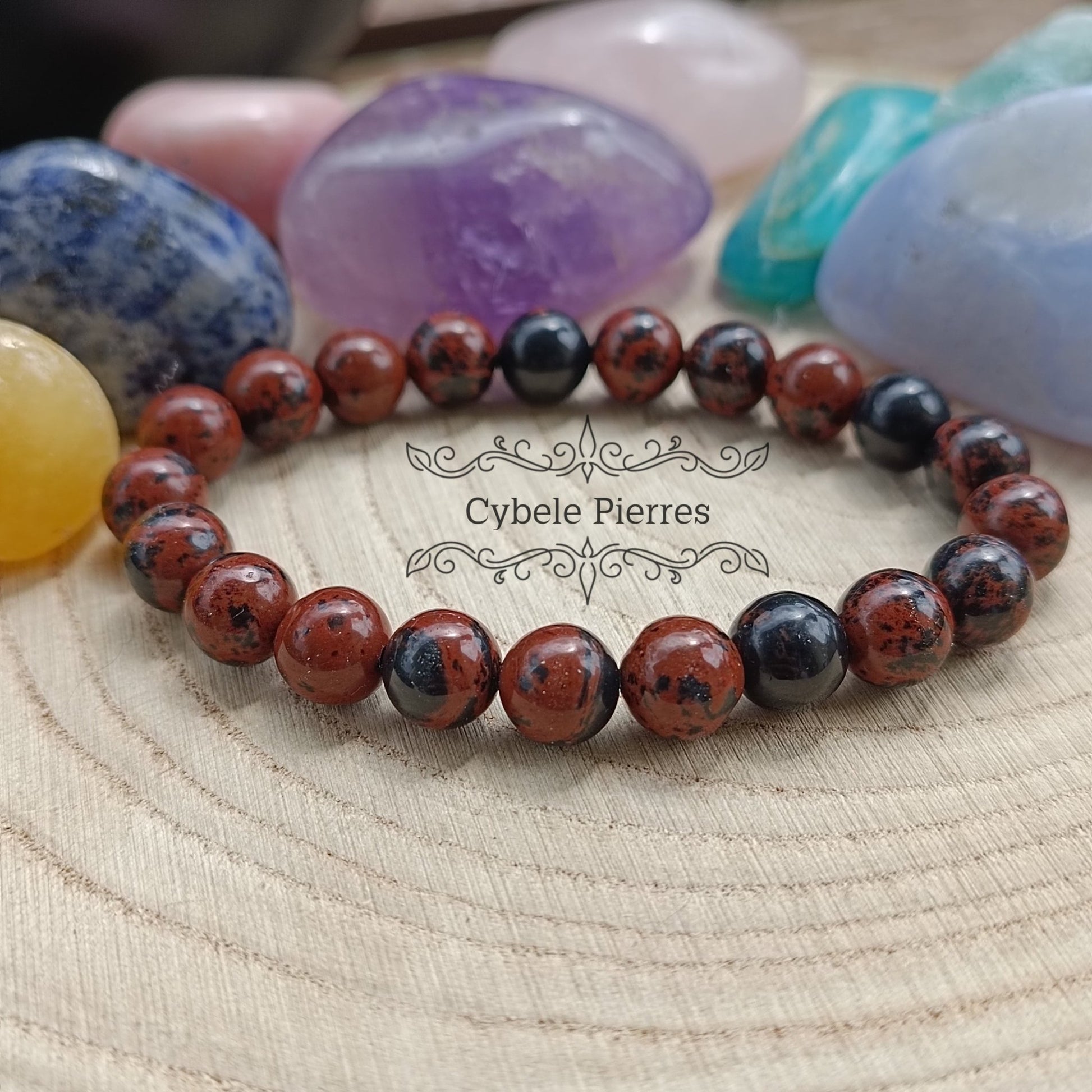 Bracelet Obsidienne Acajou (8mm) - 17cm - Cybele Pierres