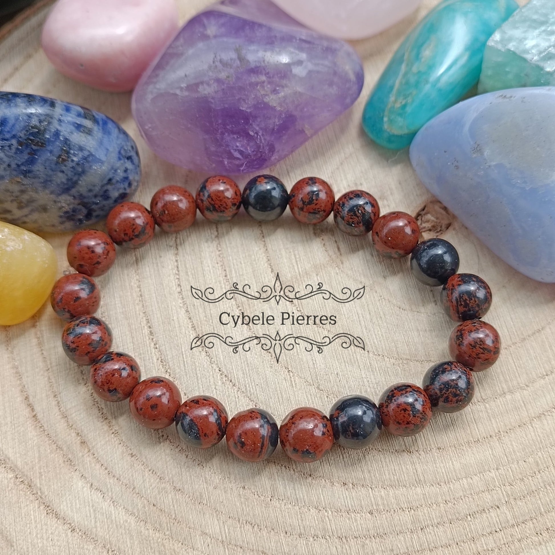 Bracelet Obsidienne Acajou (8mm) - 17cm - Cybele Pierres