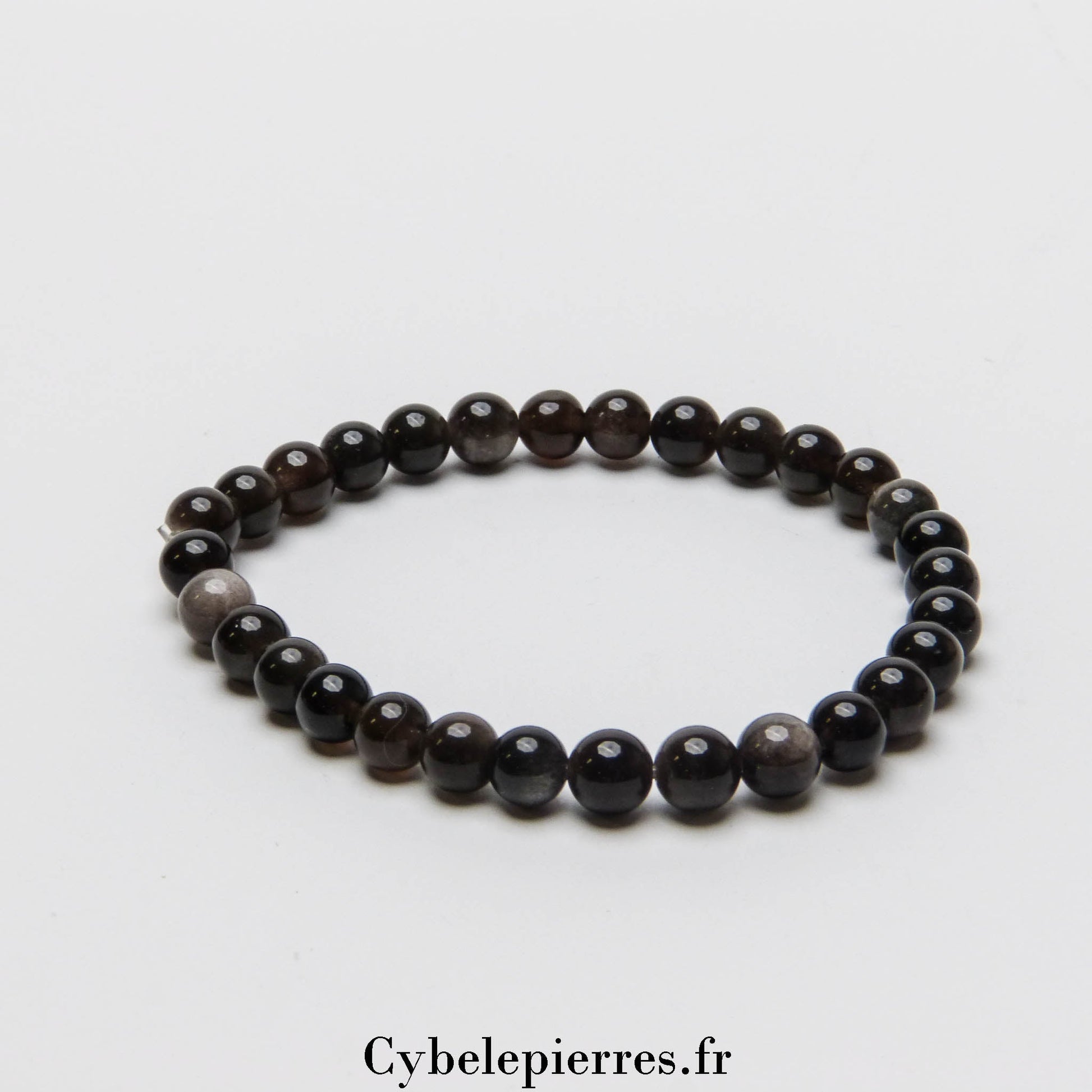 Bracelet Obsidienne argentée (6mm) | Protection et Clarté Intérieure - Cybele Pierres