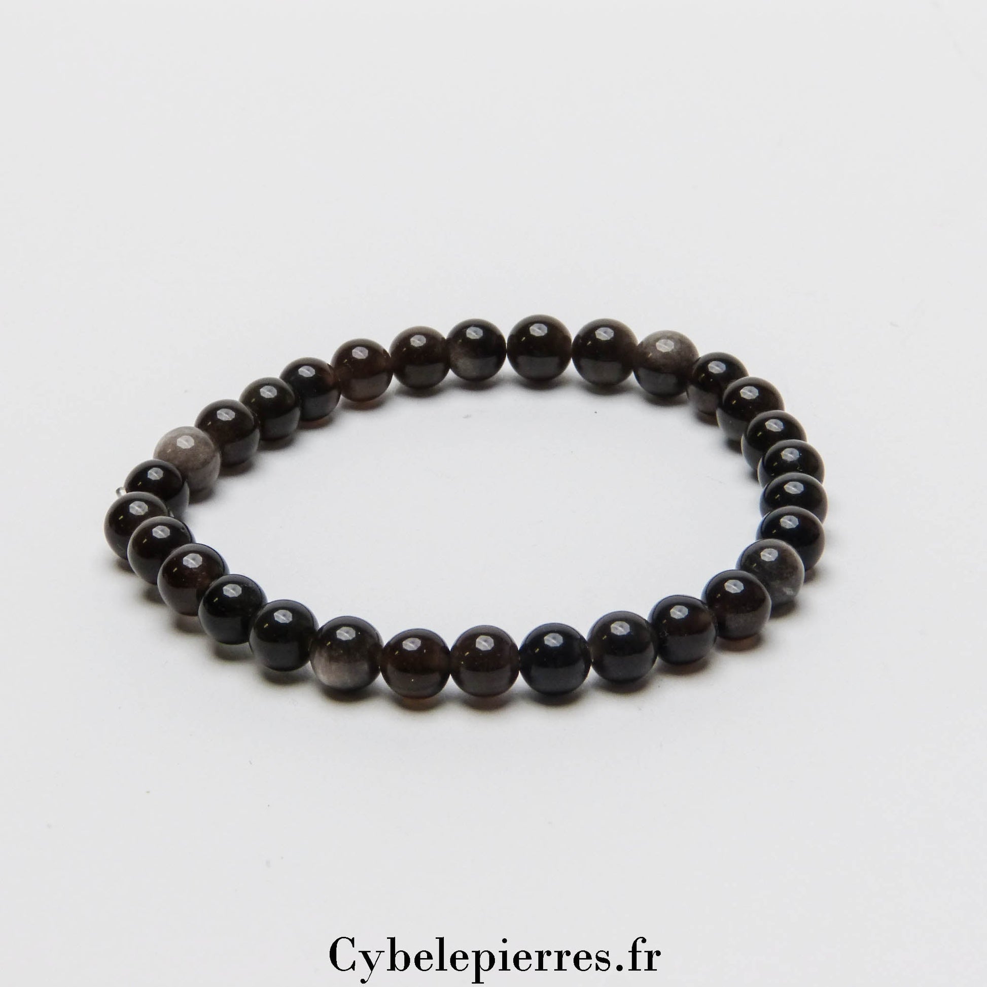 Bracelet Obsidienne argentée (6mm) | Protection et Clarté Intérieure - Cybele Pierres