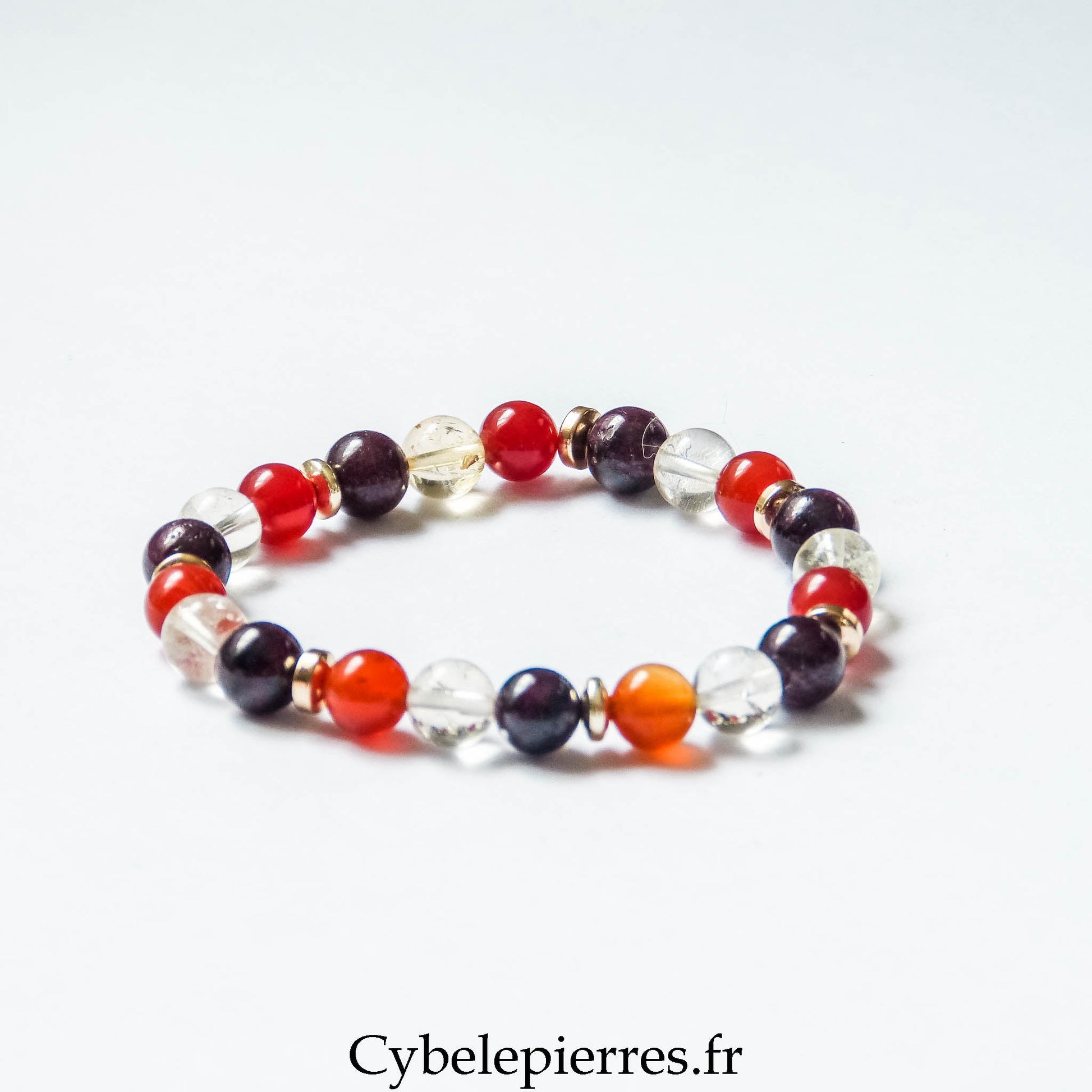 Bracelet Pétillant – Grenat, Cornaline et Citrine (8 mm) – 18 cm | Vitalité, confiance et optimisme - Cybele Pierres