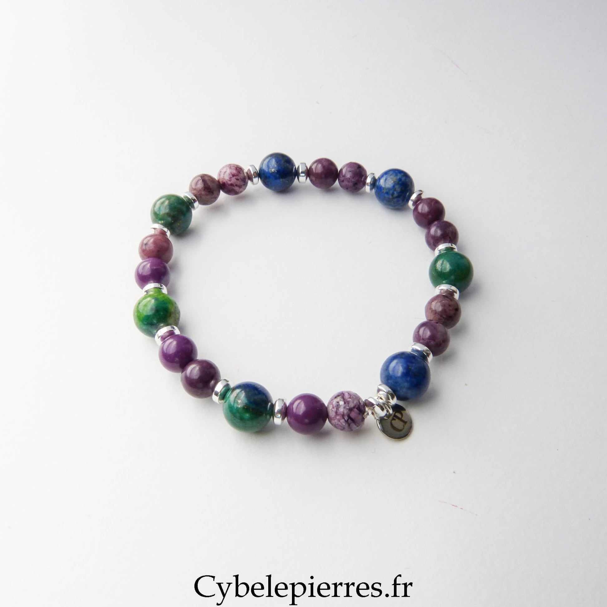 Bracelet Phosphosidérite et Azurite - Malachite (6 et 8 mm) – 18 cm | Transformation et apaisement - Cybele Pierres