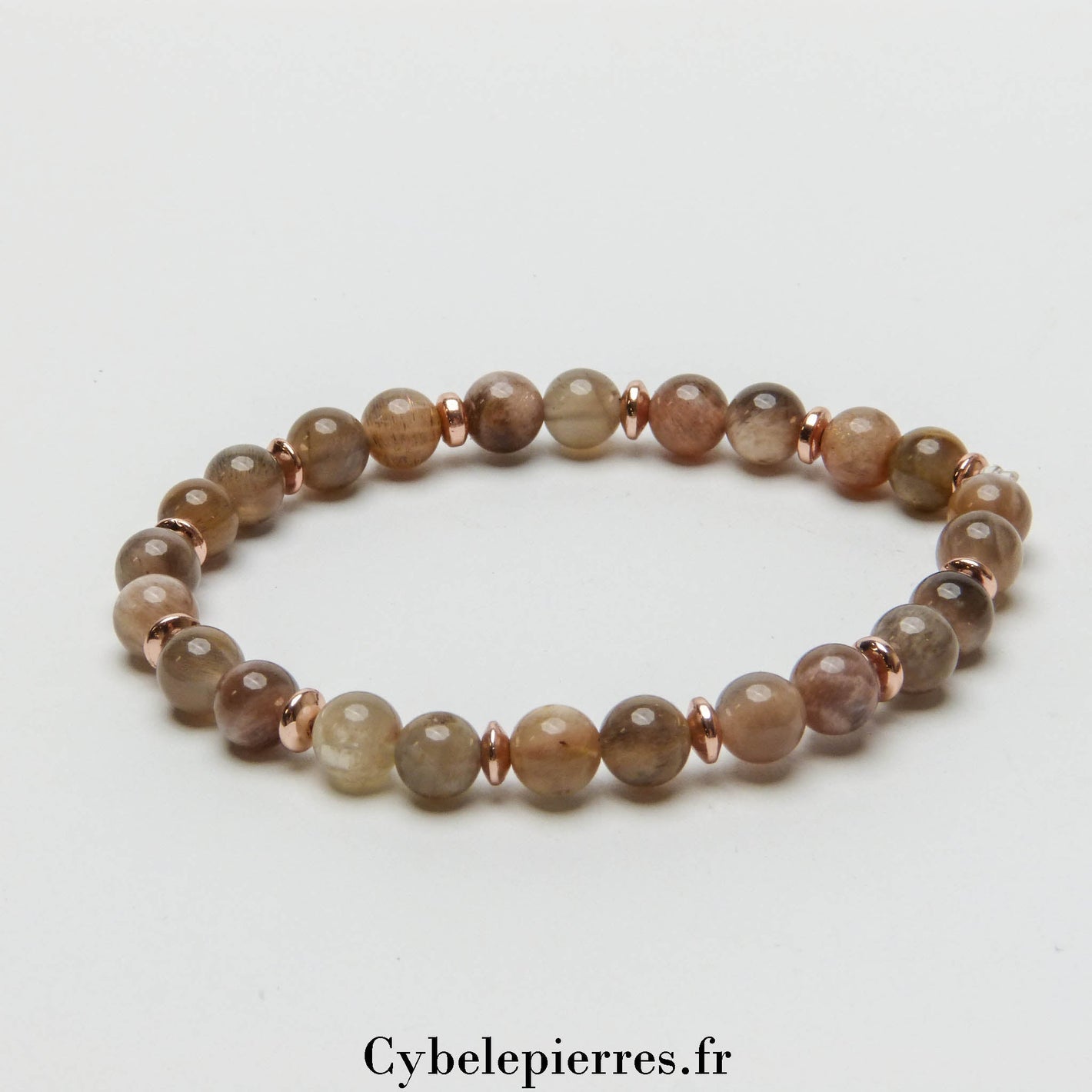 Bracelet Pierre de Lune (6mm) - 18cm | Intuition et Sérénité - Cybele Pierres