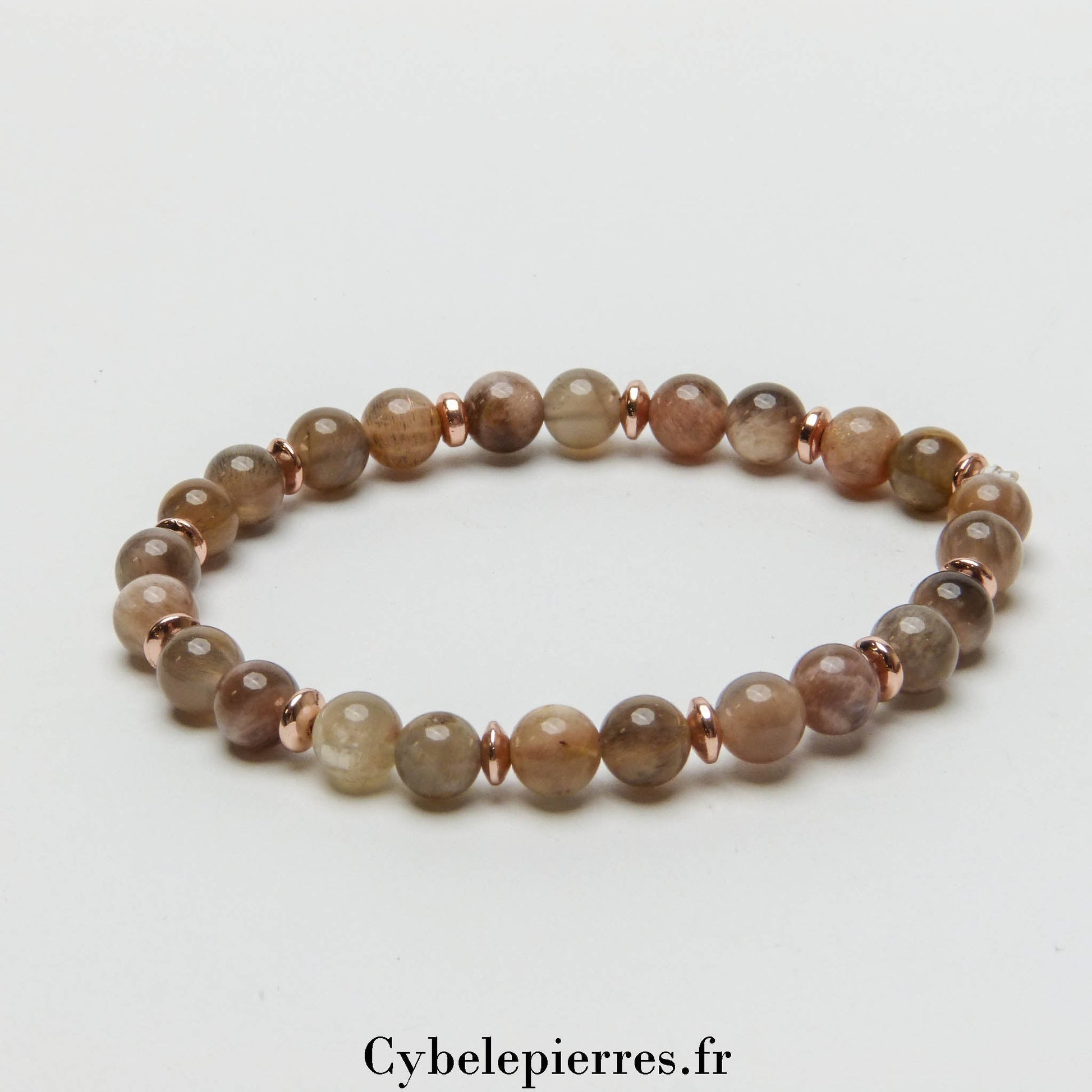Bracelet Pierre de Lune (6mm) - 18cm | Intuition et Sérénité - Cybele Pierres