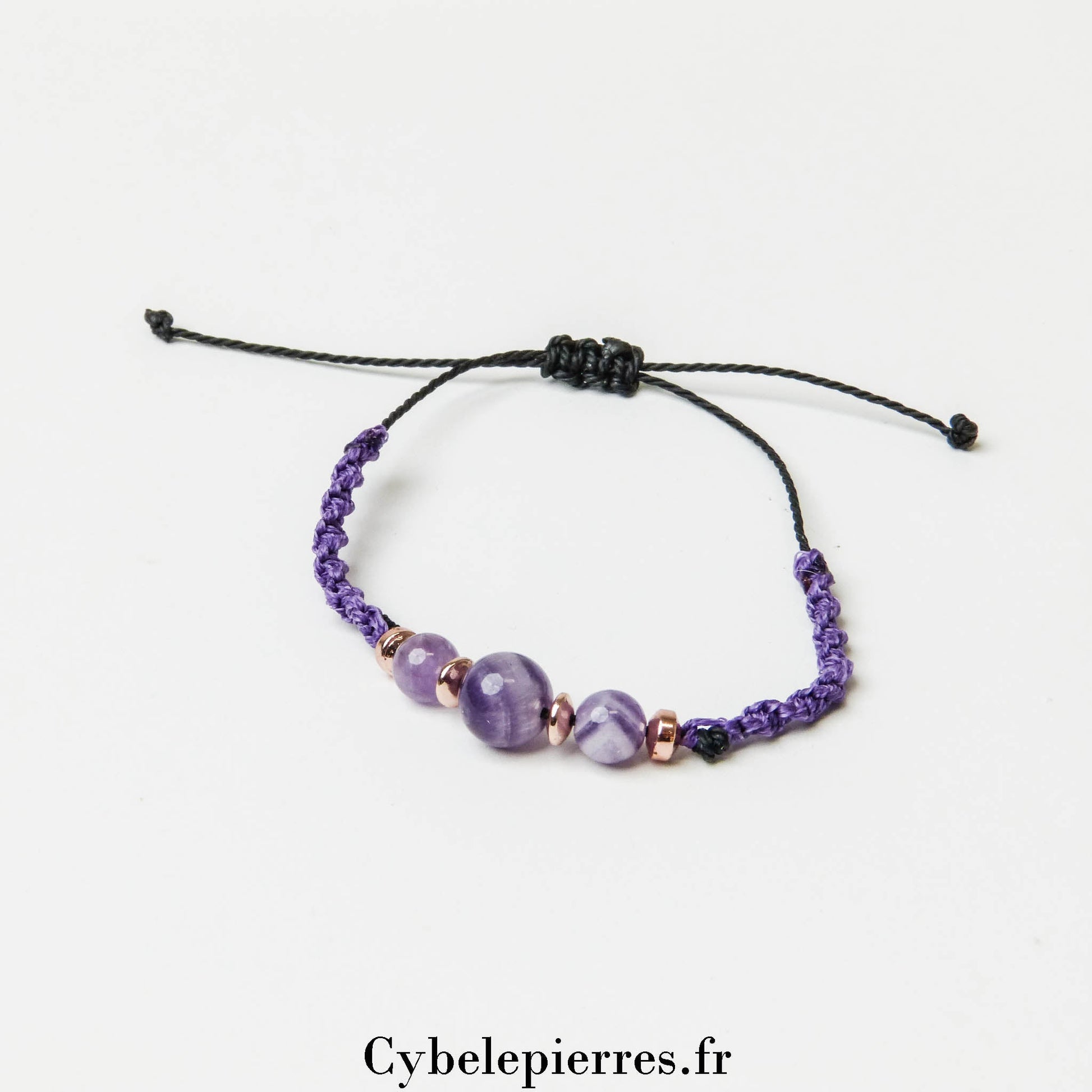 Bracelet Porte - bonheur Améthyste (6 et 8mm) - Cybele Pierres