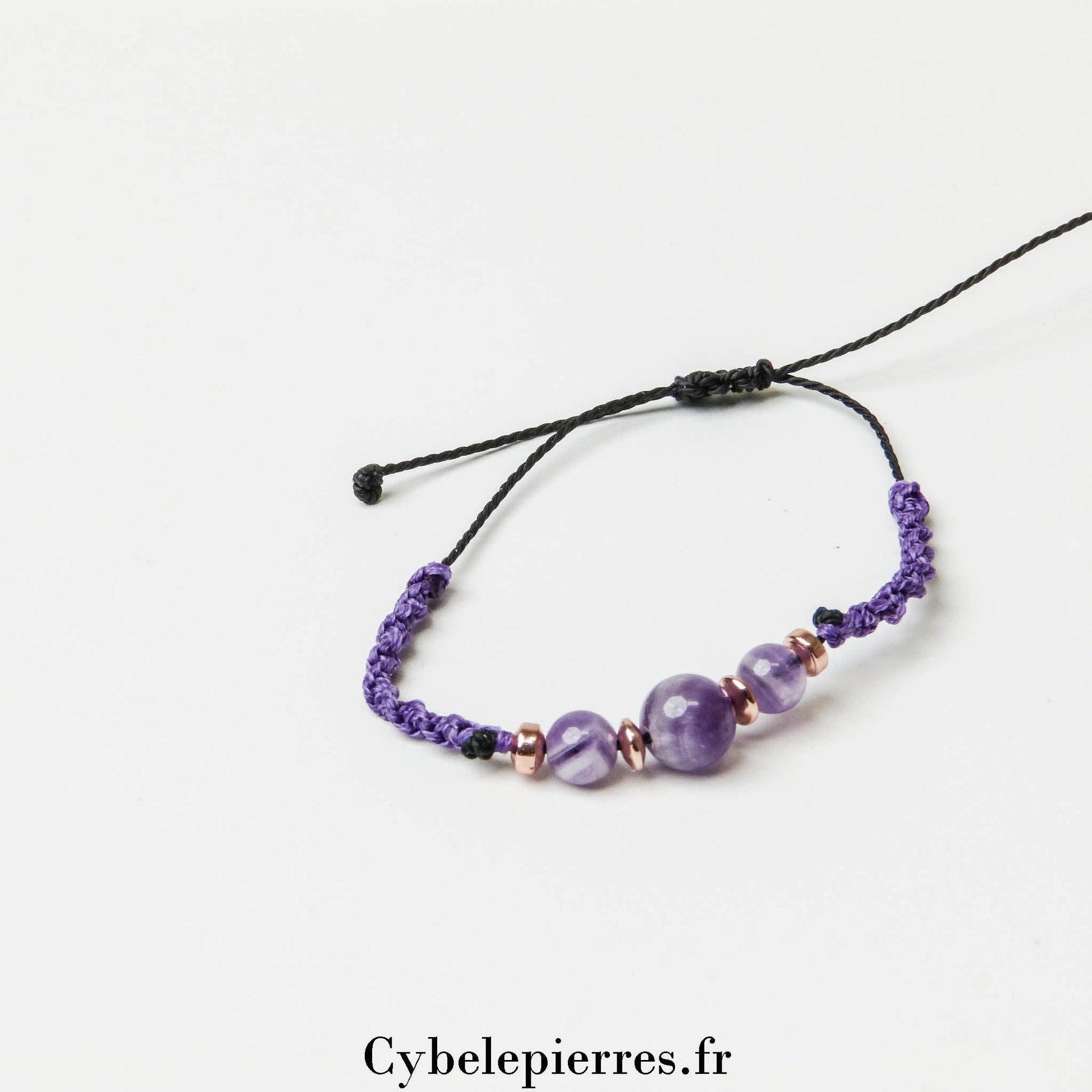 Bracelet Porte - bonheur Améthyste (6 et 8mm) - Cybele Pierres