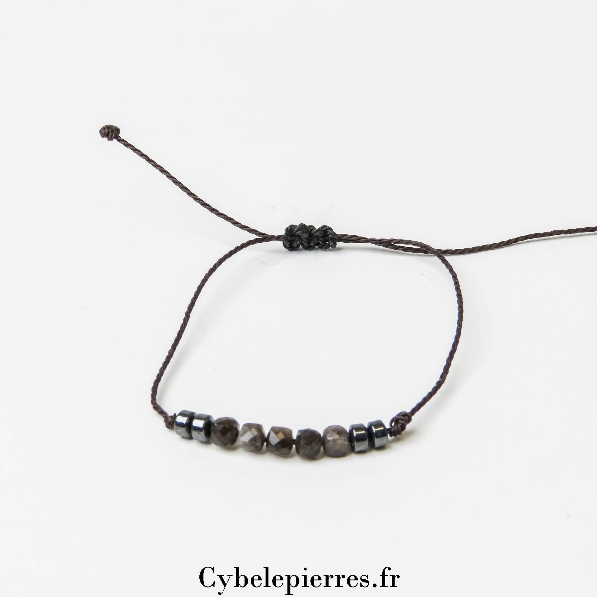Bracelet Porte - bonheur Obsidienne Argenté (4mm) | Protection et Clarté - Cybele Pierres