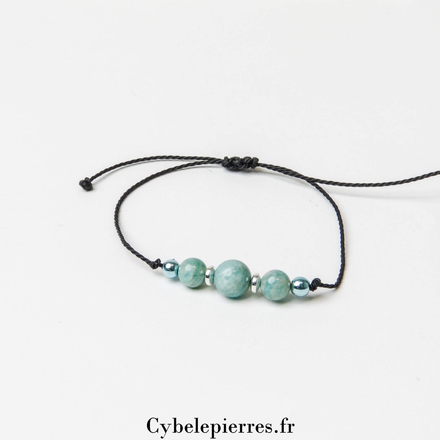Bracelet Porte - bonheur réglable cordon - Amazonite - Cybele Pierres