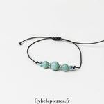 Bracelet Porte - bonheur réglable cordon - Amazonite - Cybele Pierres