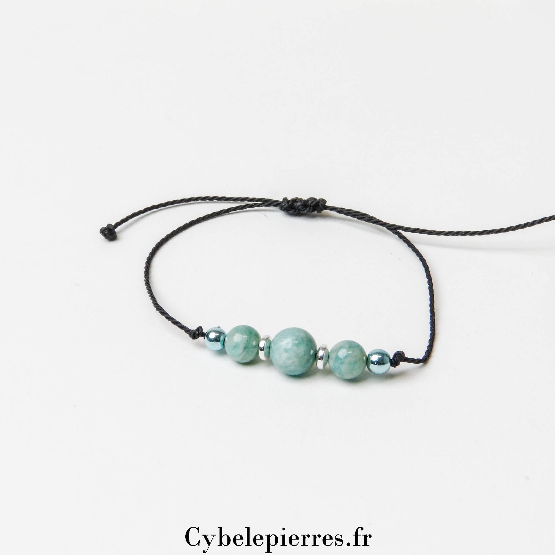 Bracelet Porte - bonheur réglable cordon - Amazonite - Cybele Pierres
