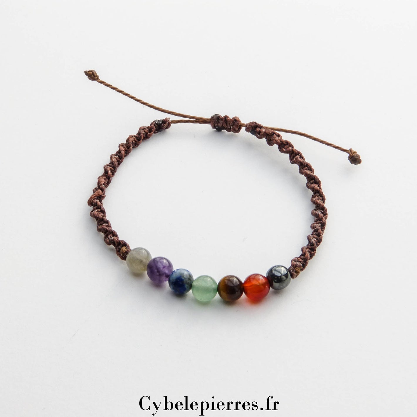 Bracelet Porte - bonheur réglable cordon - Chakras - Cybele Pierres