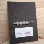 Bracelet Porte - bonheur réglable cordon - Labradorite blanche (Péristérite) - Cybele Pierres
