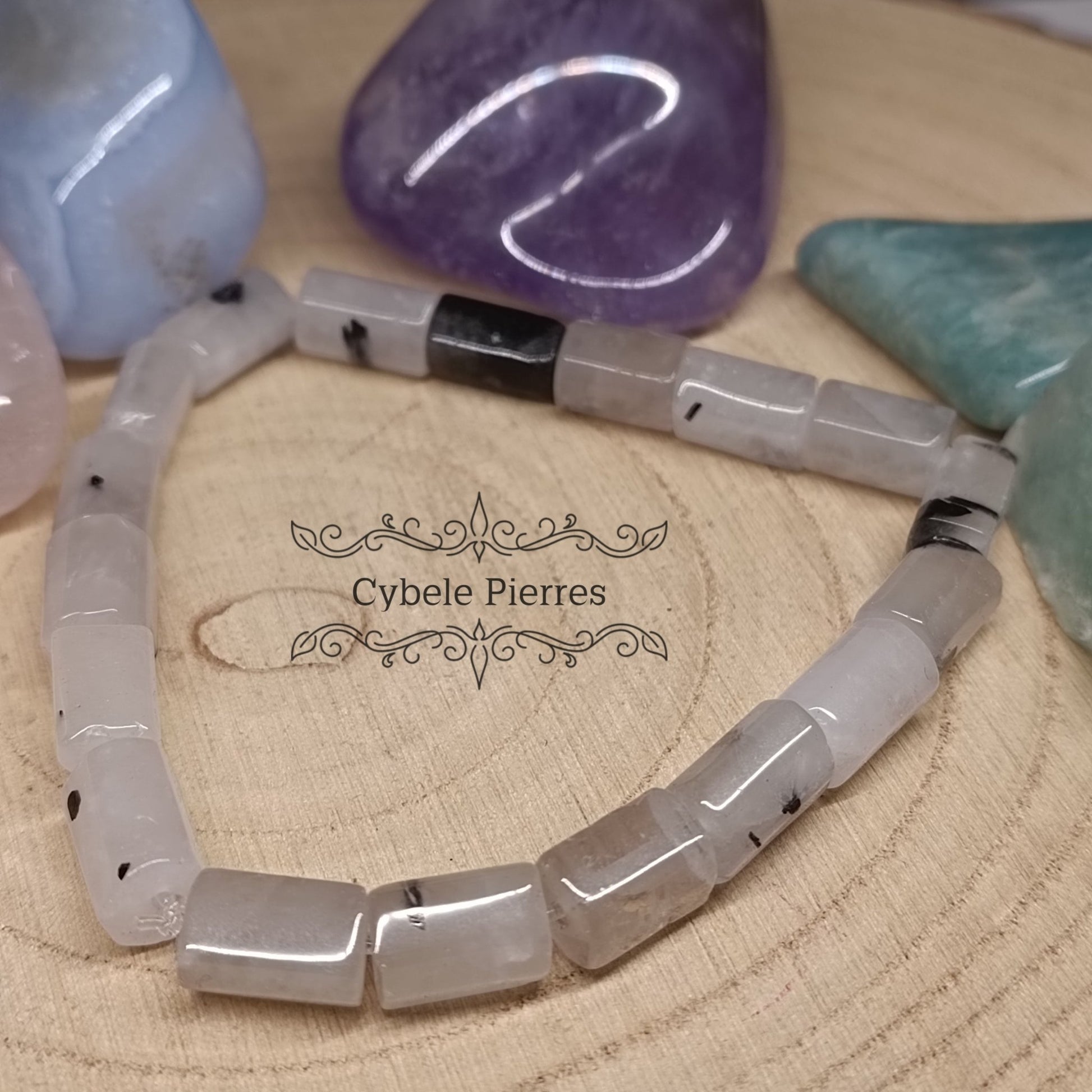 Bracelet Quartz tourmaline (10mm) - 19cm - Cybele Pierres
