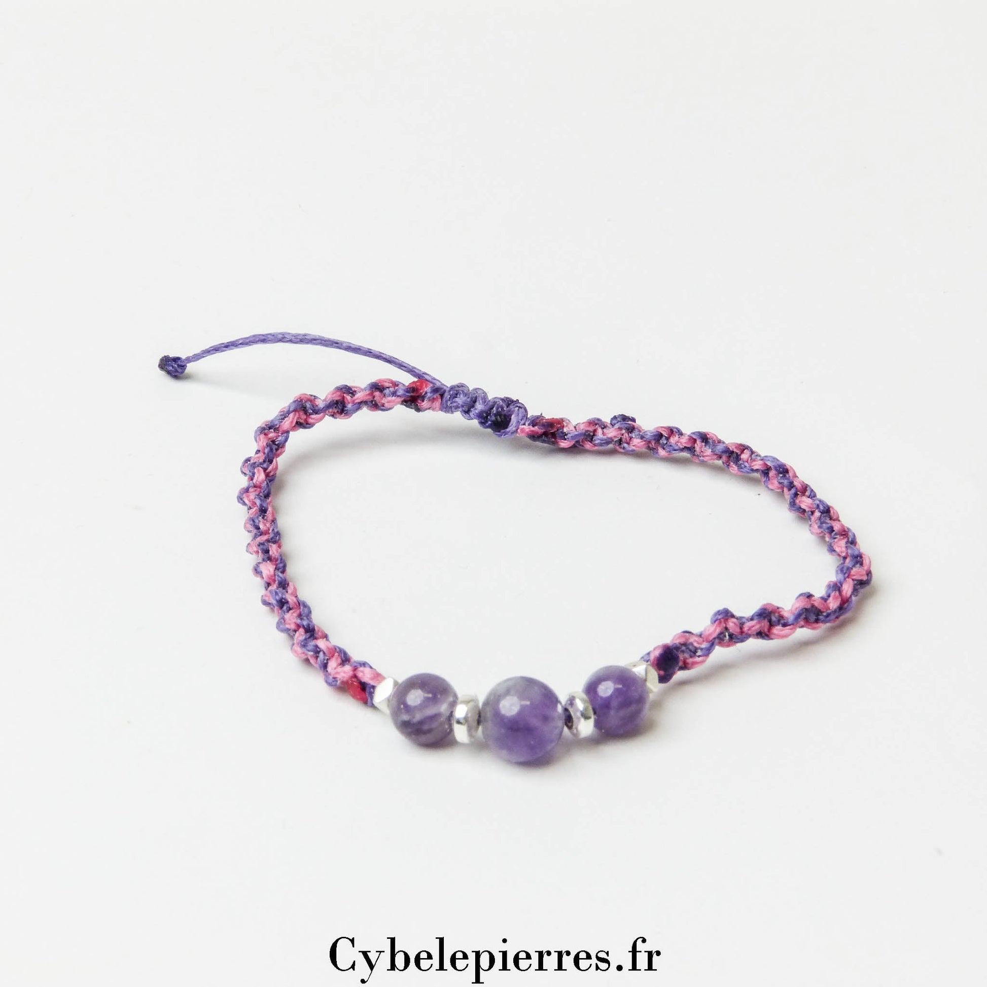 Bracelet Réglable Cordon - Améthyste | Sérénité et Clarté d'Esprit - Cybele Pierres