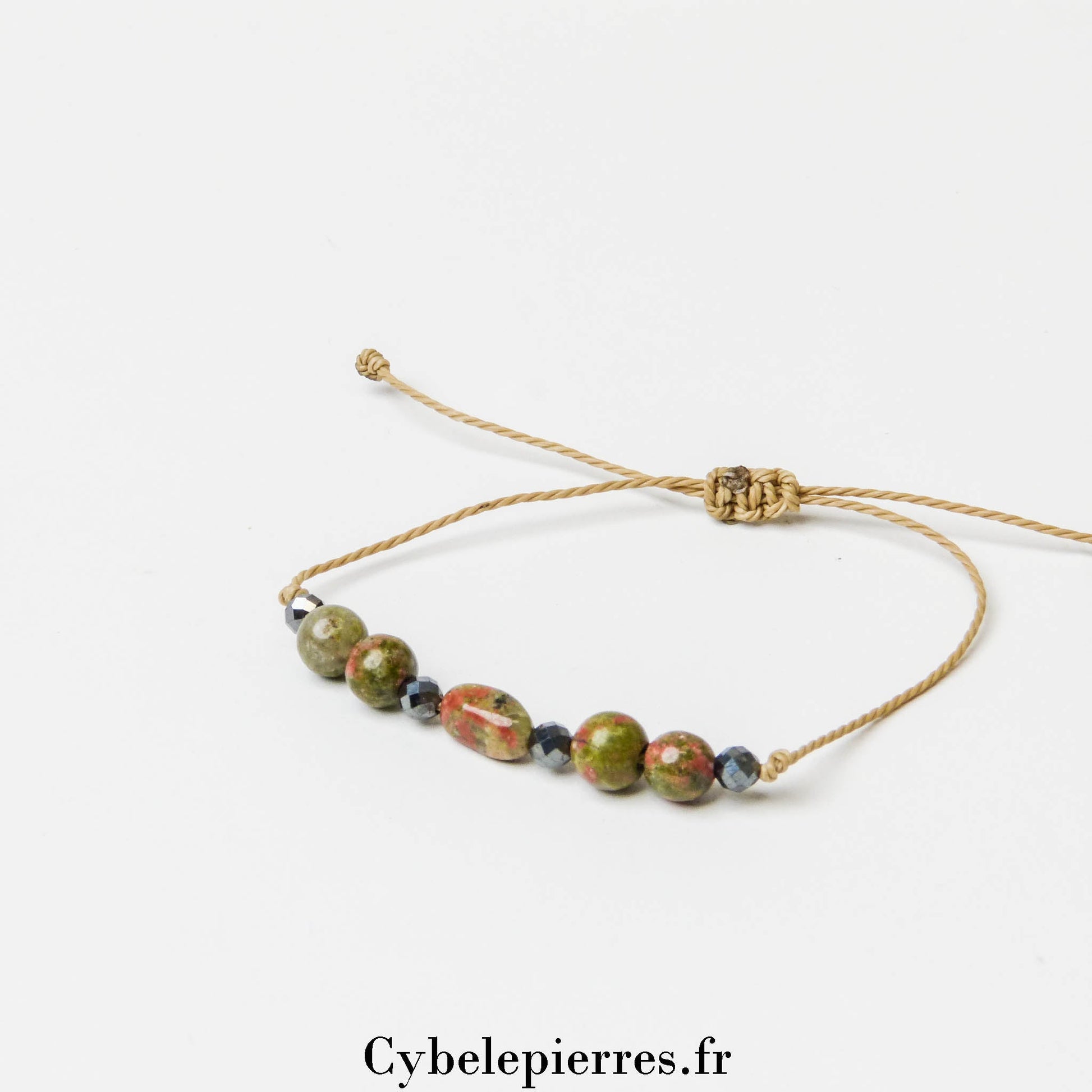 Bracelet Réglable en Cordon – Unakite | Équilibre et apaisement emotionnel - Cybele Pierres