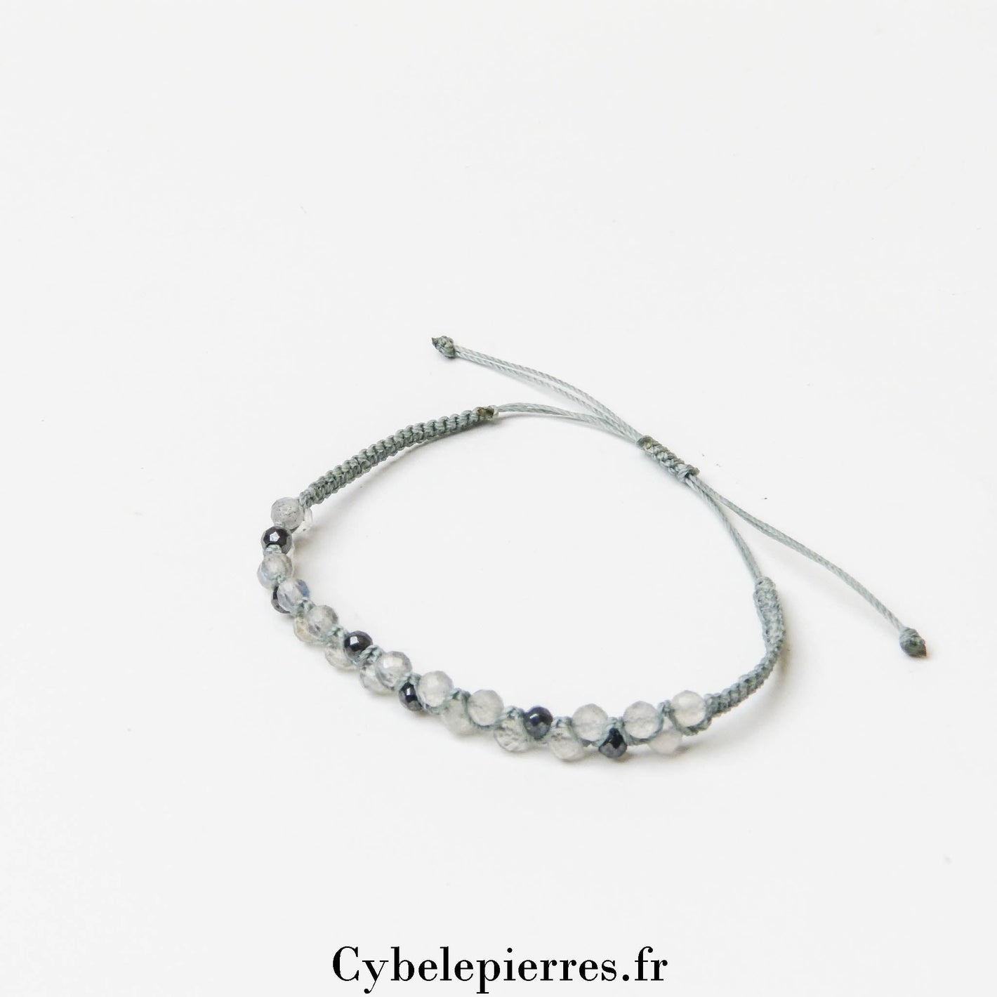 Bracelet réglable en Labradorite et micro - macramé - Cybele Pierres