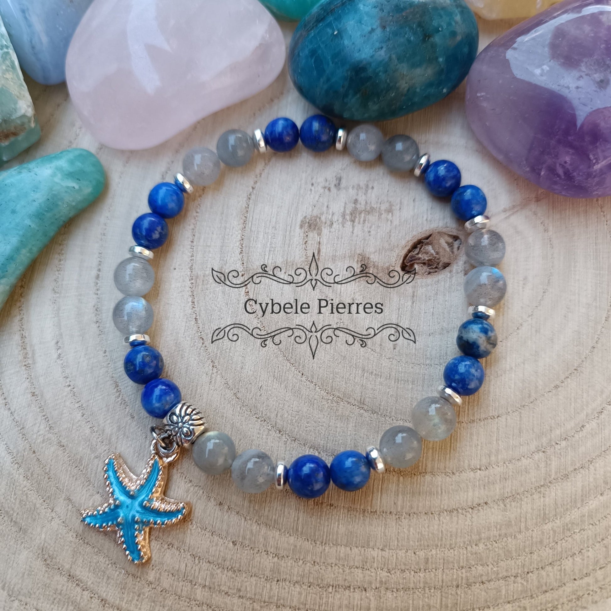 Bracelet "Summer" - Lapis - Lazuli et Labradorite (6mm) - 18cm - Cybele Pierres
