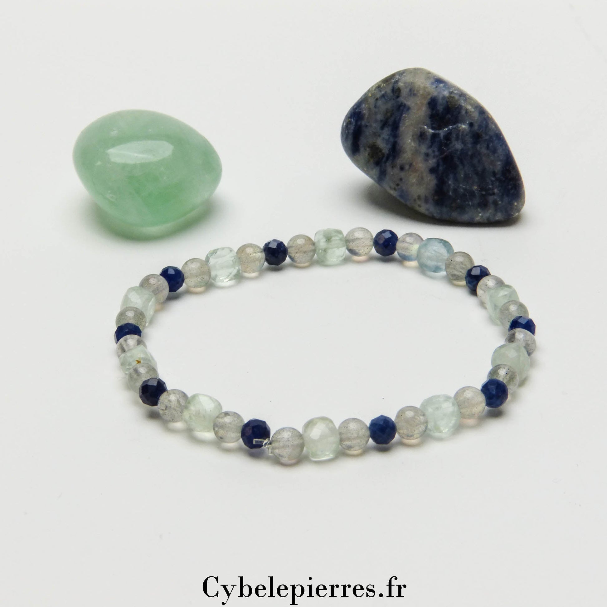 Bracelet Tranquillité Profonde - Fluorine Facettée, Labradorite et Sodalite (3 et 4mm) - 18cm | Sérénité et Clarté - Cybele Pierres