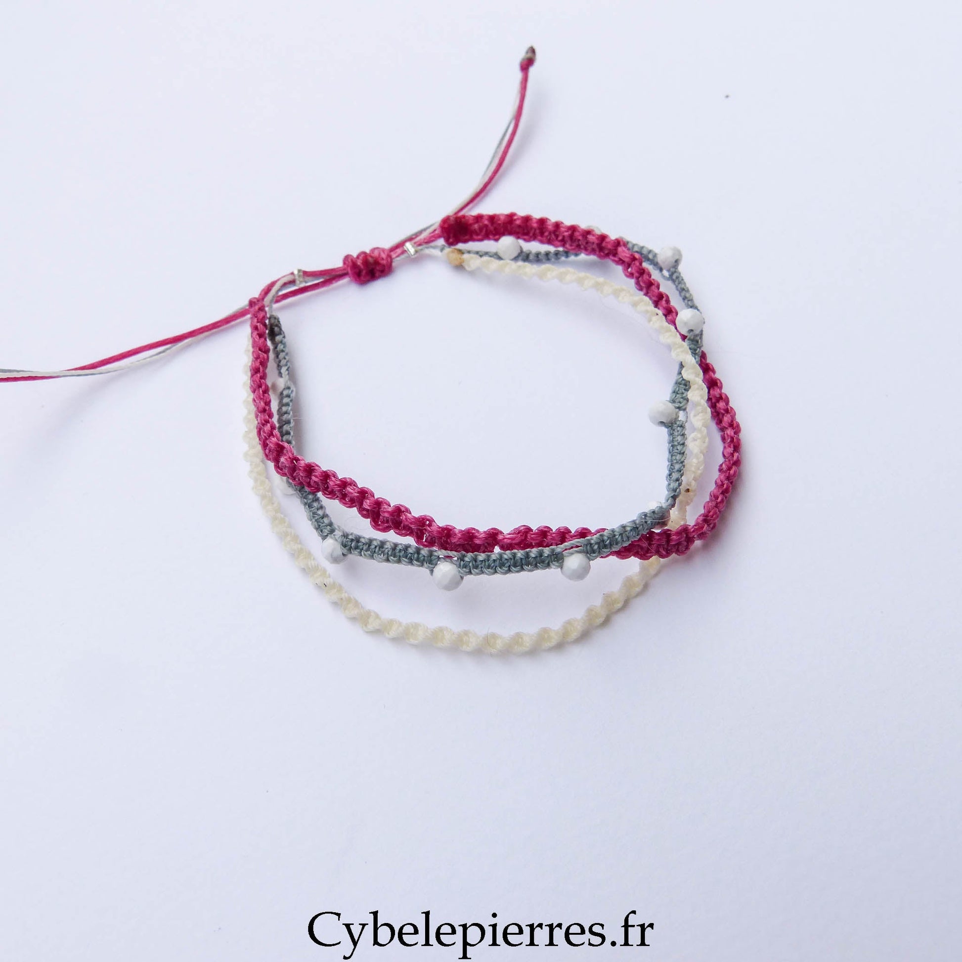 Bracelet “Trio Estival – Lâcher - prise” – micro macramé & howlite facettée - Cybele Pierres