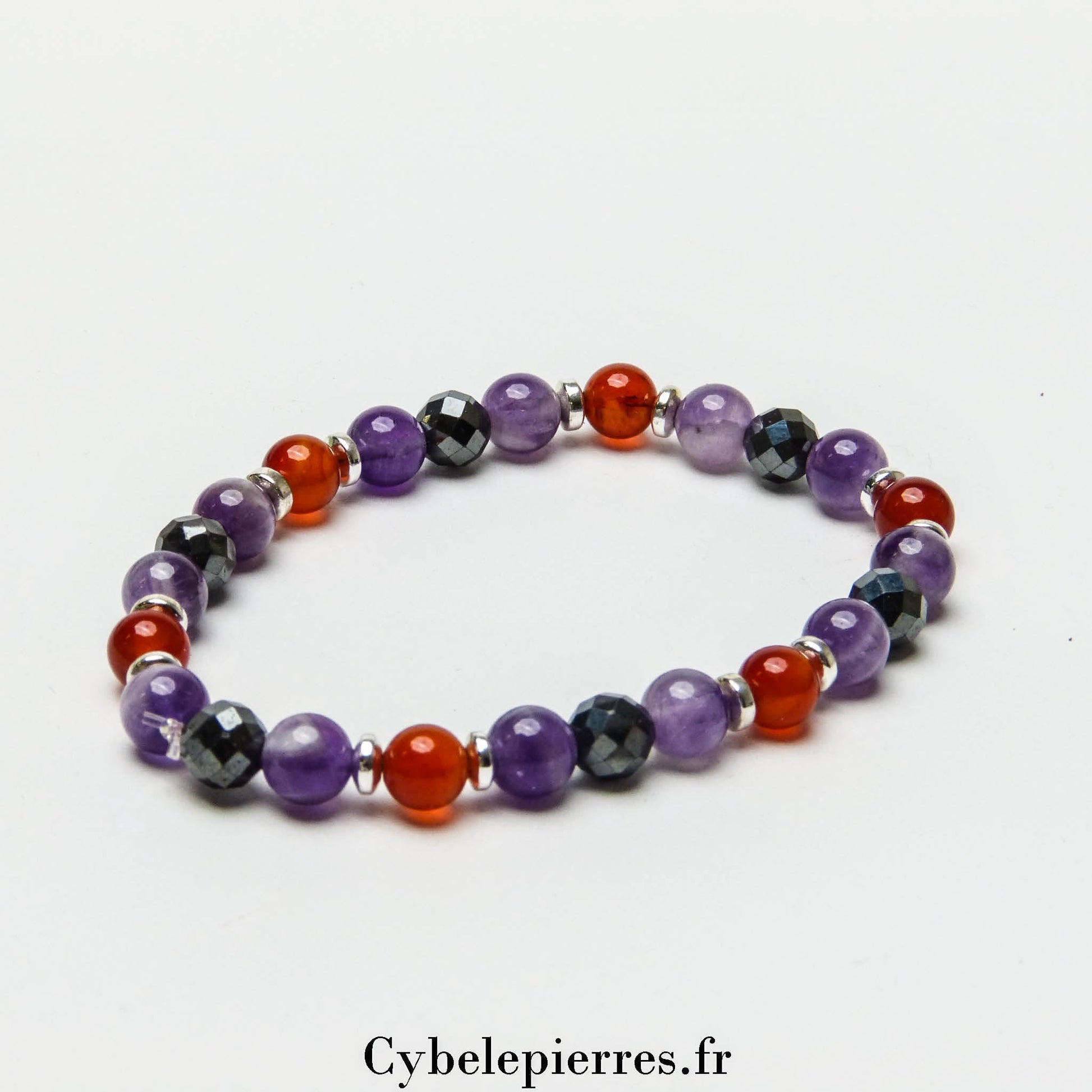 Bracelet Volonté - Cornaline et Améthyste (6mm) - 18cm | Courage et Équilibre - Cybele Pierres
