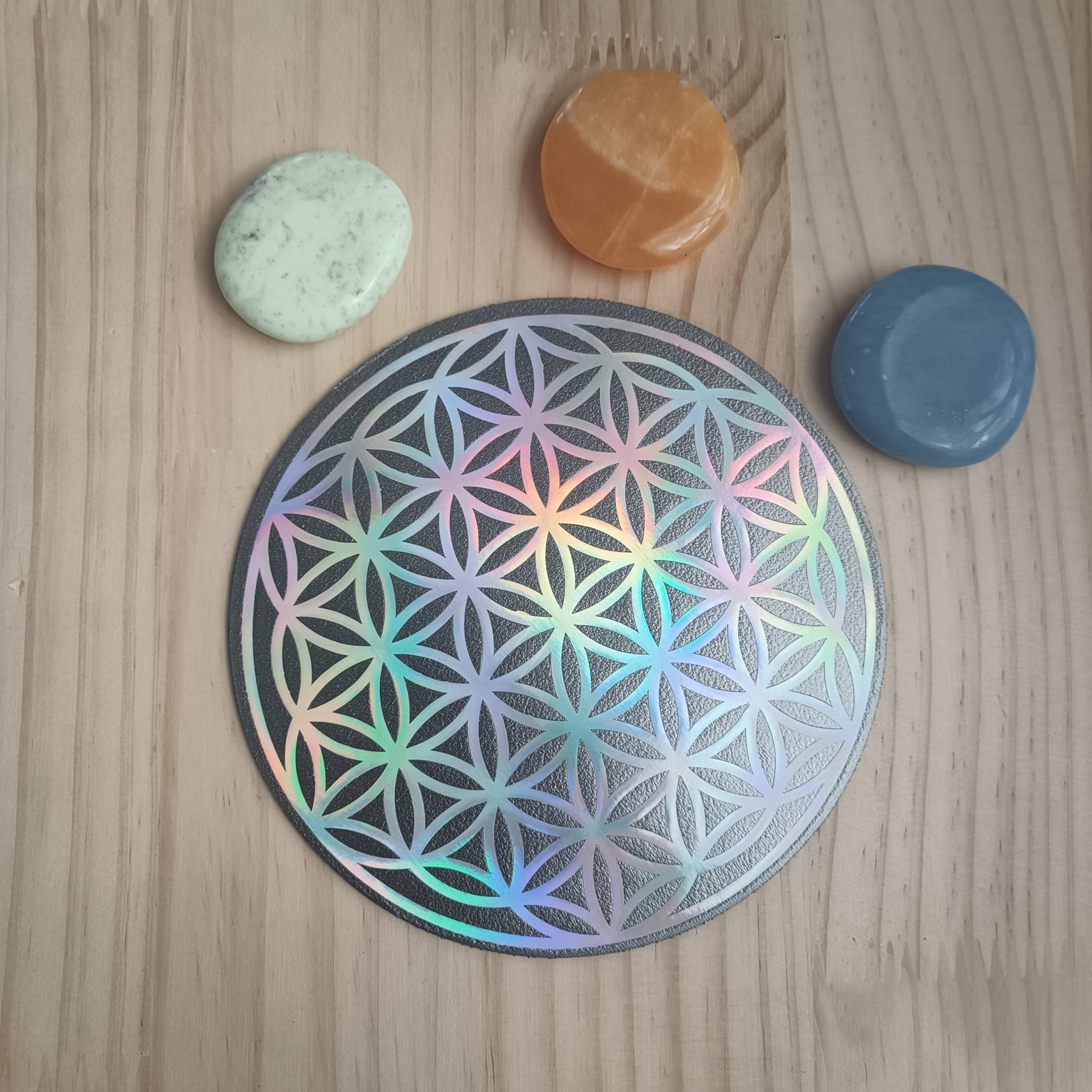 Fleur de Vie Holographique en Simili Cuir - Cybele Pierres