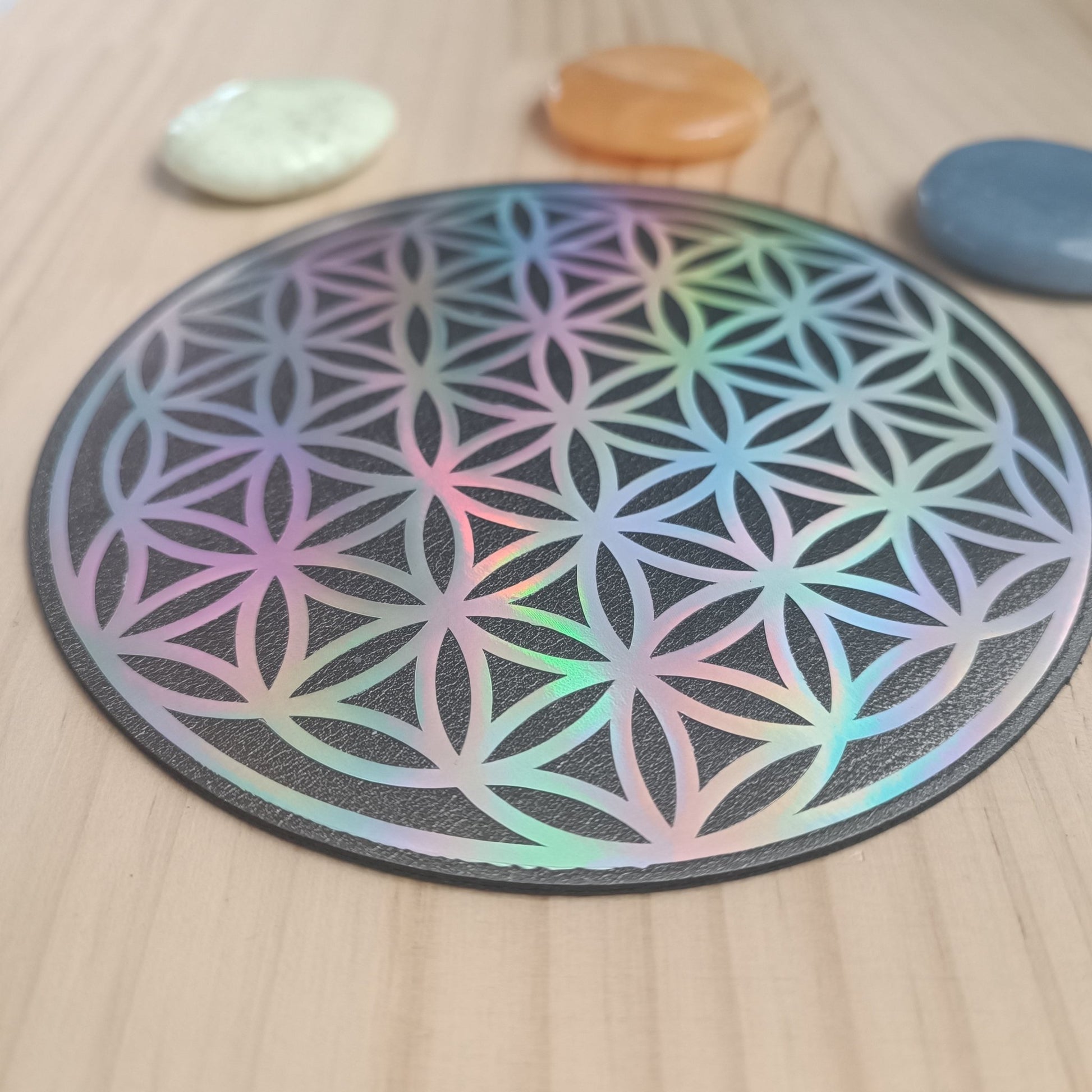 Fleur de Vie Holographique en Simili Cuir - Cybele Pierres