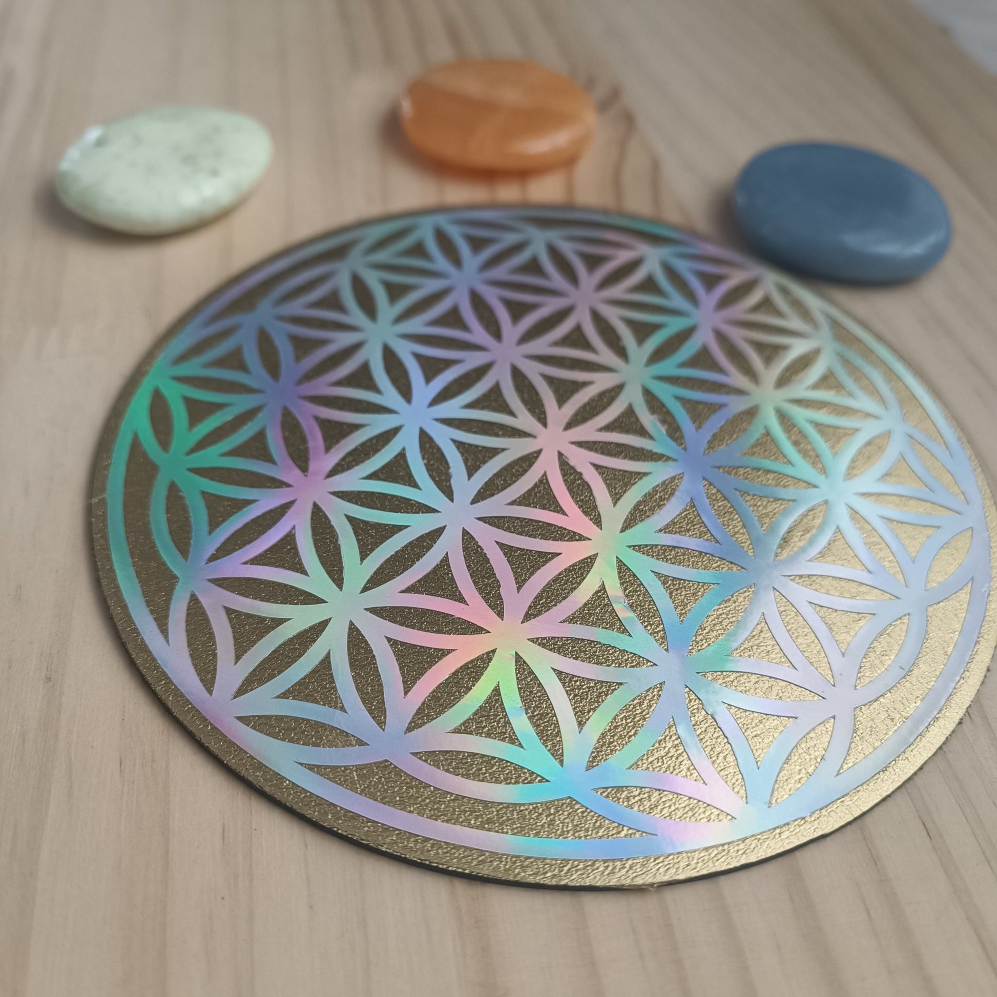 Fleur de Vie Holographique en Simili Cuir - Cybele Pierres