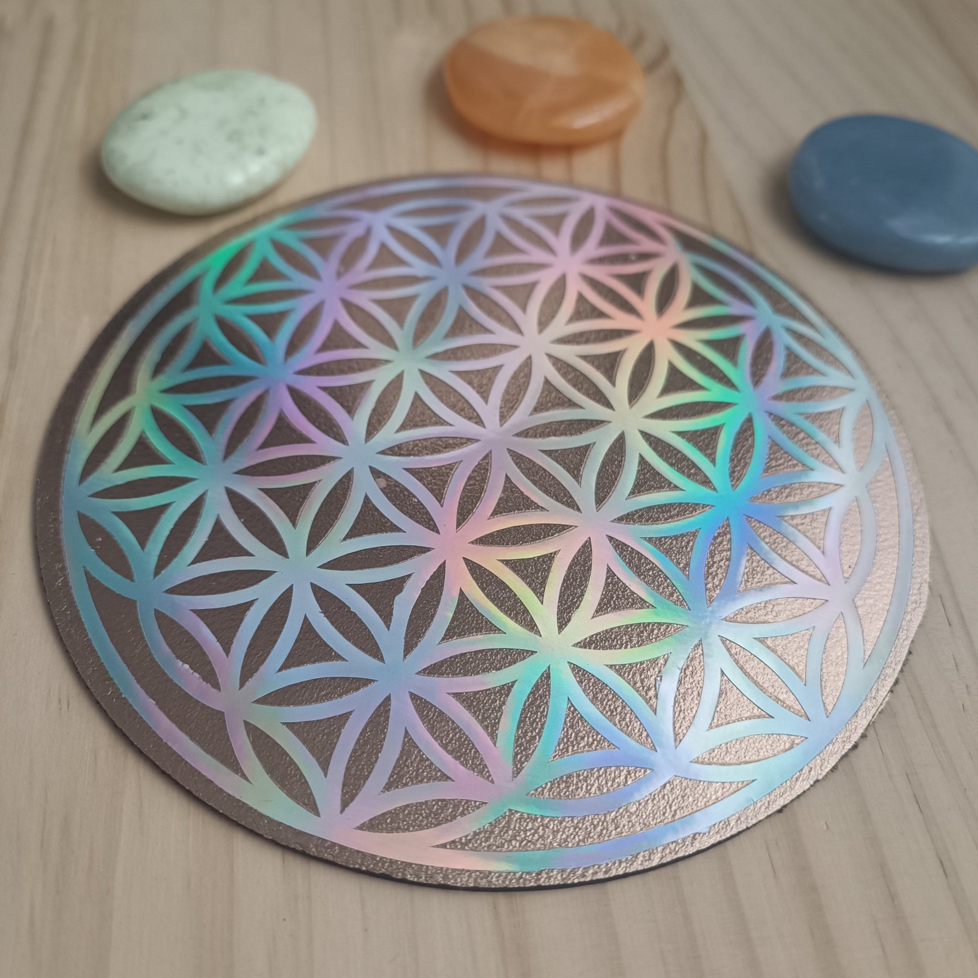 Fleur de Vie Holographique en Simili Cuir - Cybele Pierres