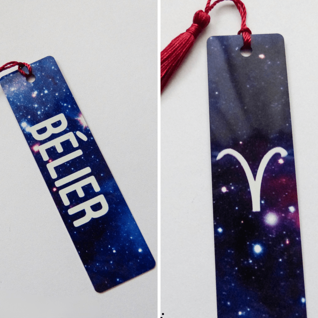 Marque - Pages Astro en Aluminium – 12 Signes du Zodiaque | Fond Galaxie - Cybele Pierres