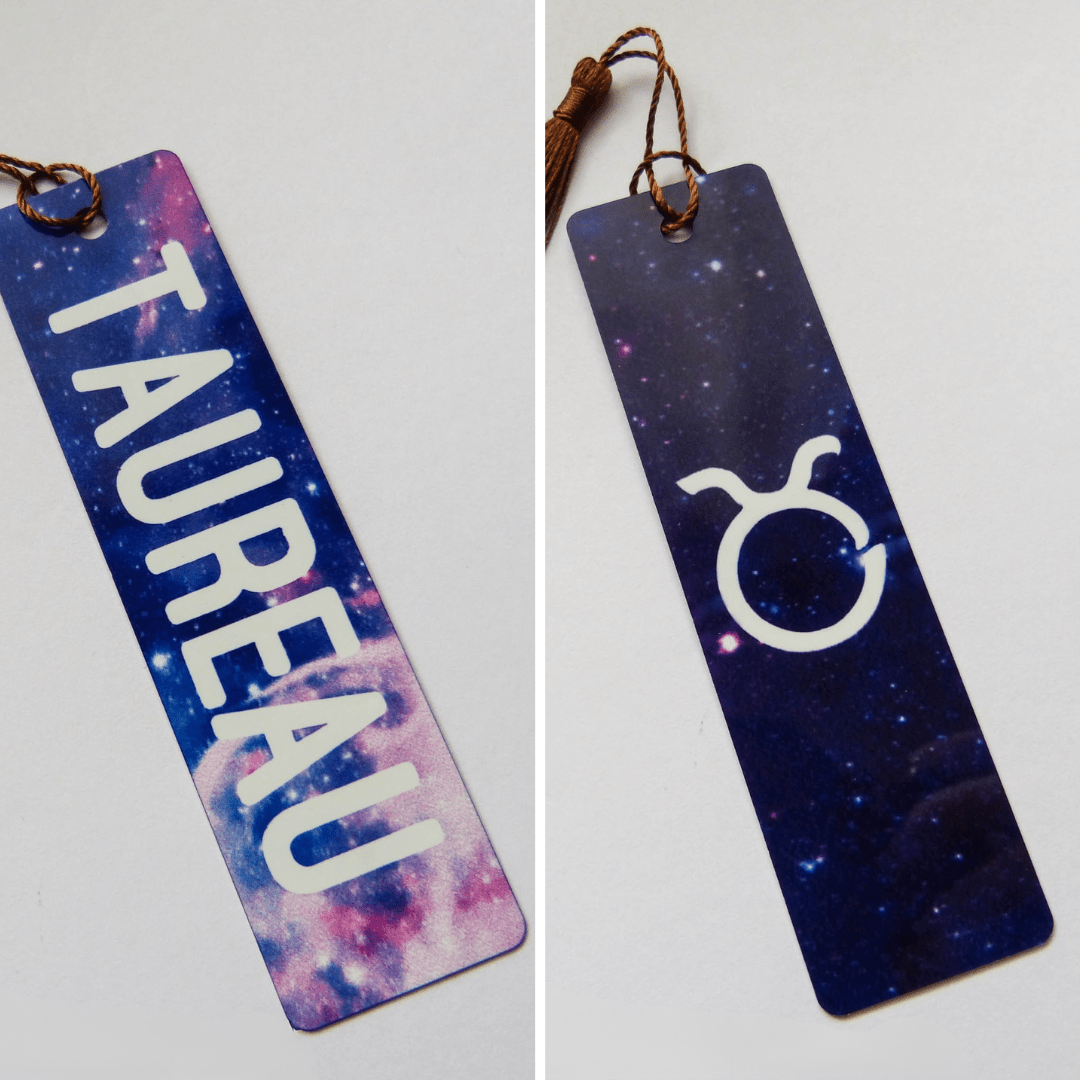 Marque - Pages Astro en Aluminium – 12 Signes du Zodiaque | Fond Galaxie - Cybele Pierres