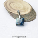 Pendentif Carré Chrysocolle – Apaisement et Créativité (Argent 0.925) - Cybele Pierres