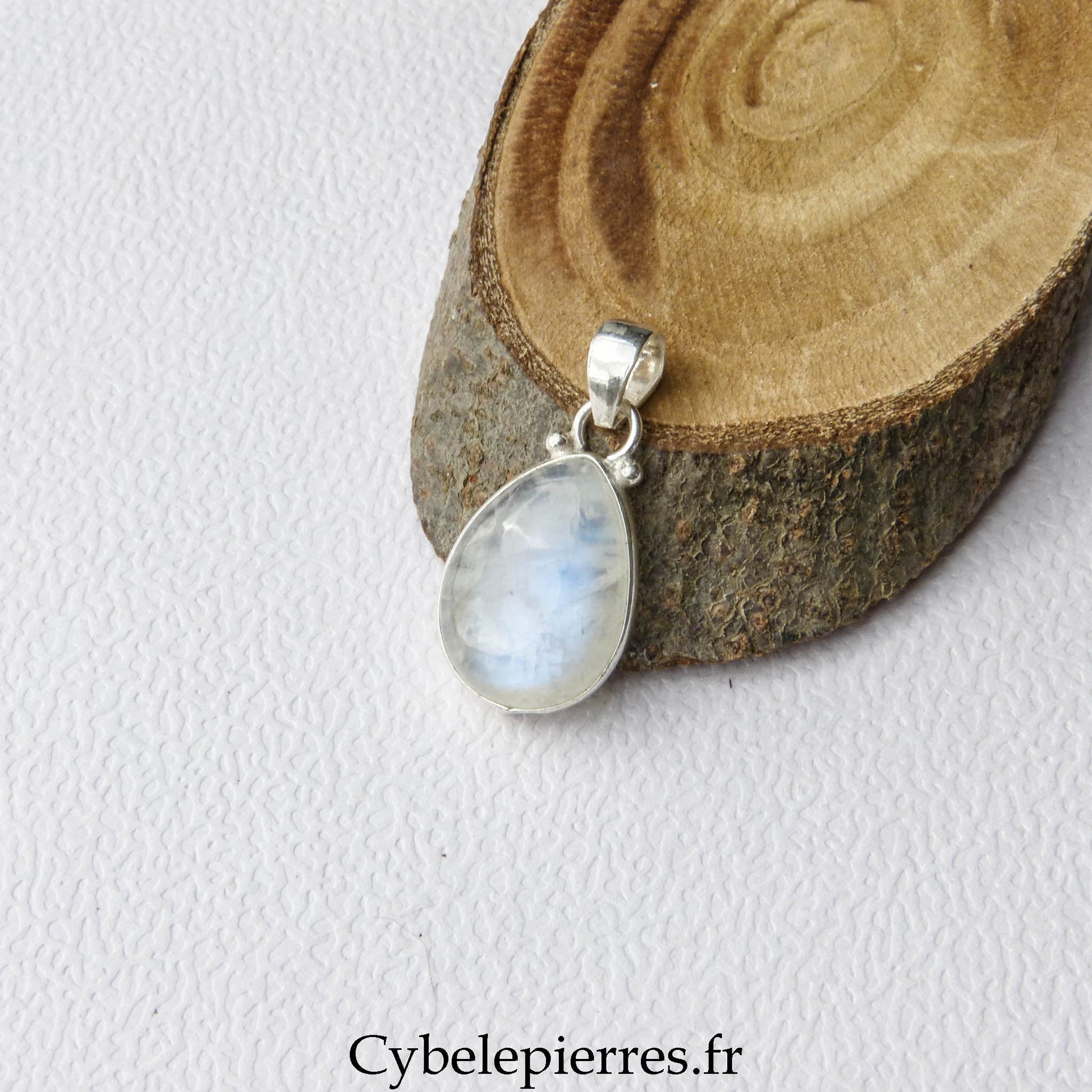 Pendentif Péristérite (Labradorite blanche) - 20mm - Cybele Pierres