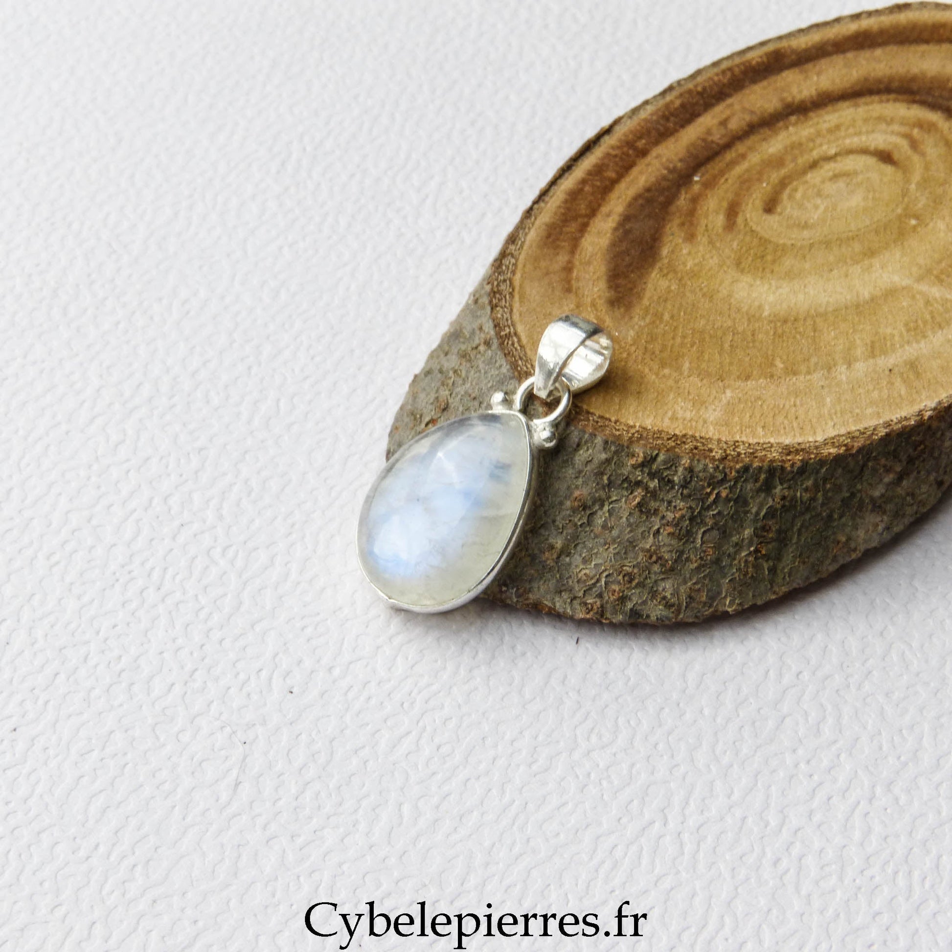 Pendentif Péristérite (Labradorite blanche) - 20mm - Cybele Pierres