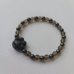 Réservé - Bracelet Patoune – Obsidienne Dorée, Quartz Fumé & Hématite (6 mm) – 18/19 cm | Ancrage & Stabilité - Cybele Pierres