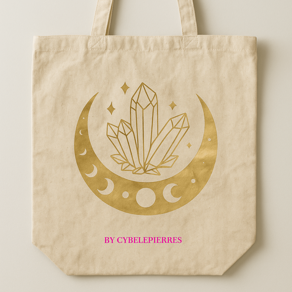 Tote - bag de l'été By Cybèle Pierres - Cristaux lune dorée | Édition Limitée - Cybele Pierres