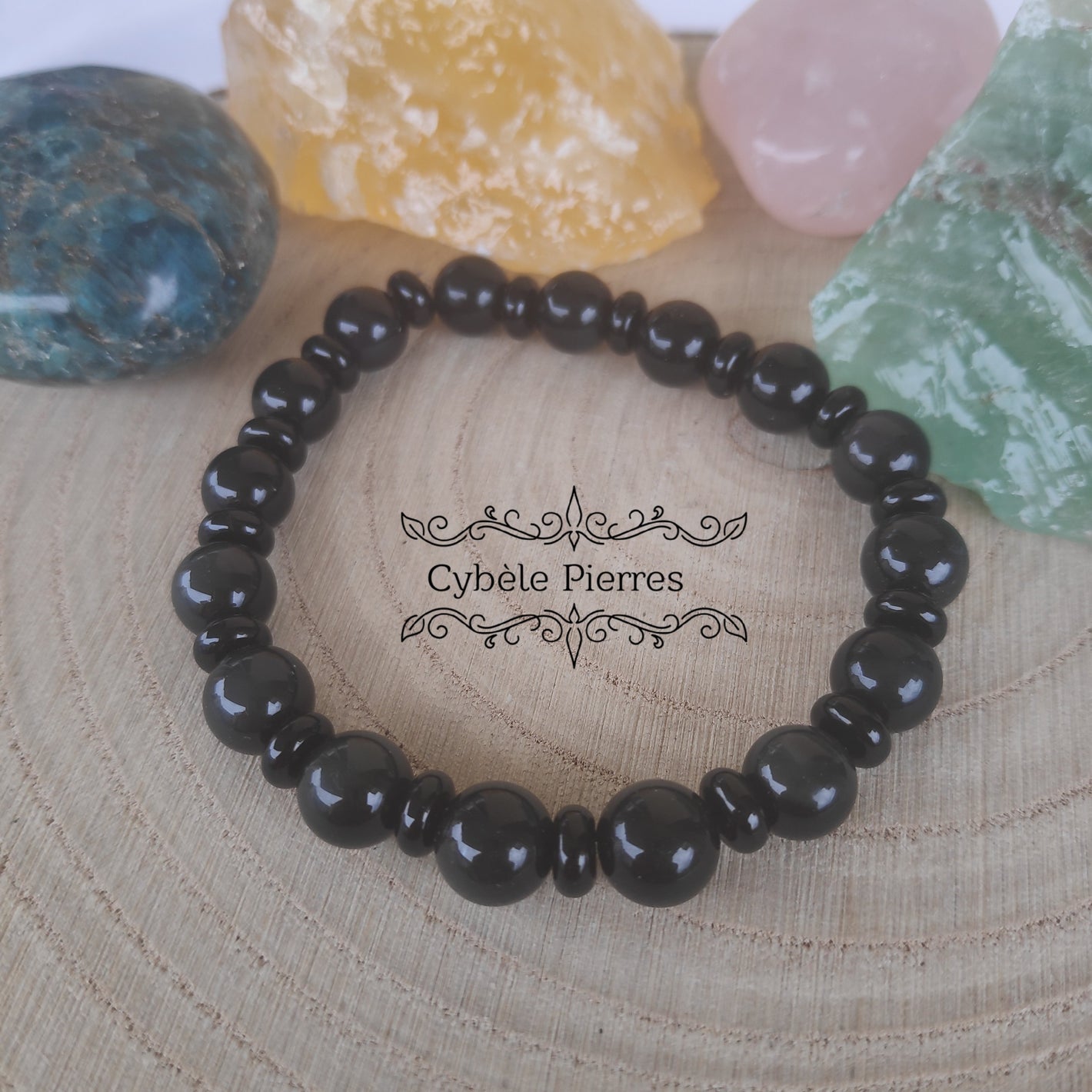Bracelet Obsidienne Œil céleste - 17cm