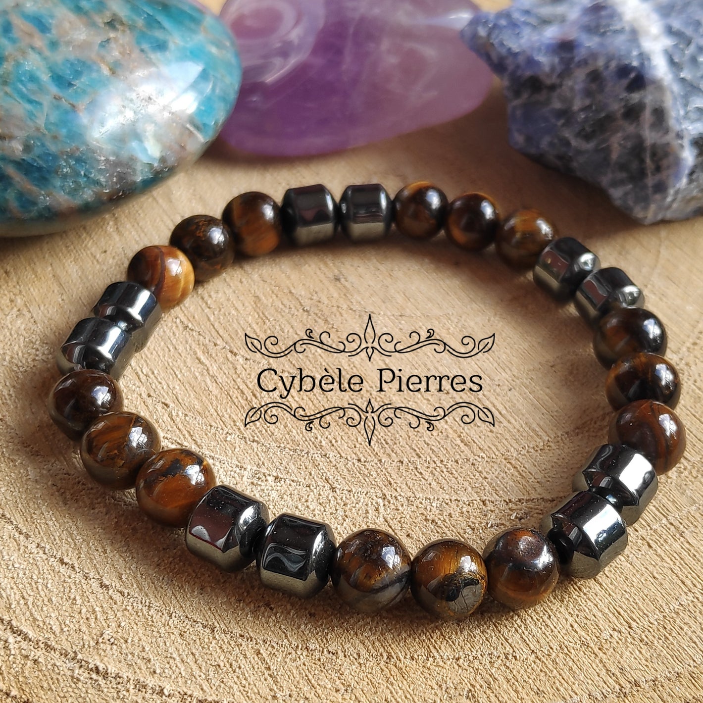 Bracelet Hypérion- Hématite & Oeil de Tigre (8mm) - 19cm