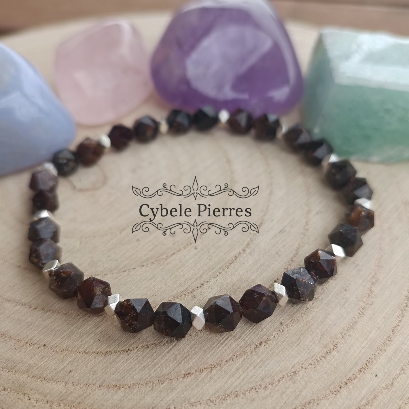 Bracelet Aimer - Grenat facettée (8mm) - 18cm