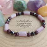 Bracelet "ça va aller" - Kunzite et Lépidolite (6 et 8mm) - 17cm - Cybele Pierres