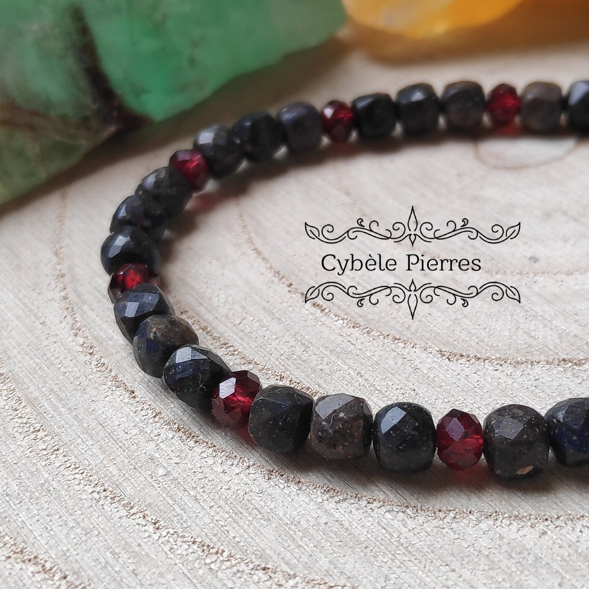 Bracelet Chanceux - Opale et Grenat (4mm) - 17cm - Cybele Pierres