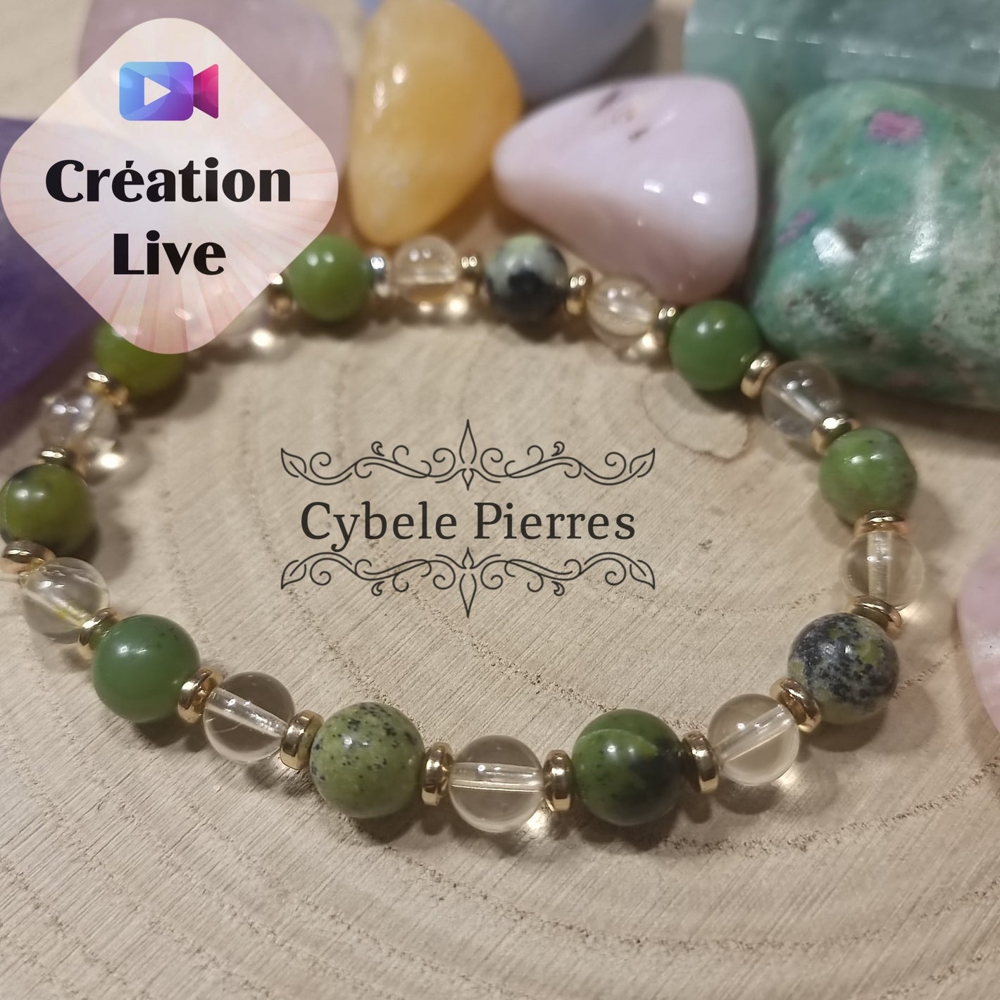 Bracelet Lemon - Opale verte et Citrine - (6 et 8mm) - 18.5cm - Cybele Pierres