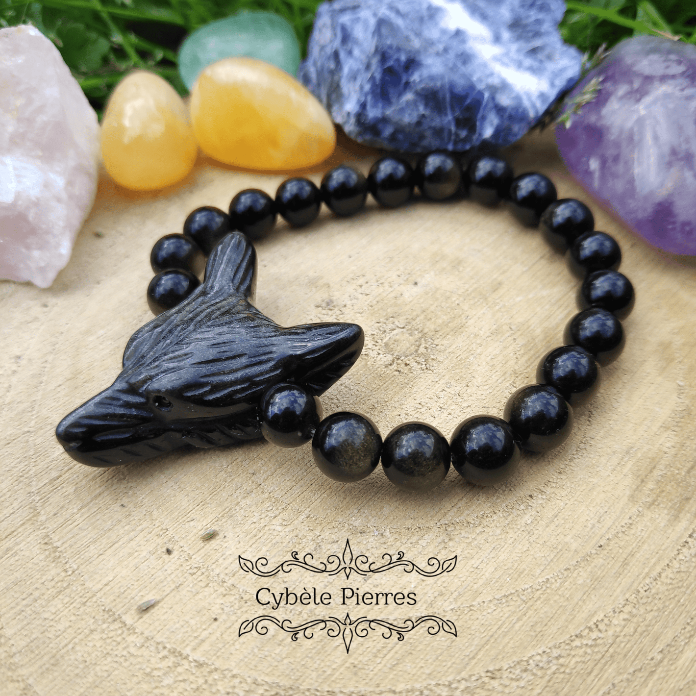 Bracelet "Loup" - Obsidienne Dorée (8mm) - 17.5cm - Cybele Pierres