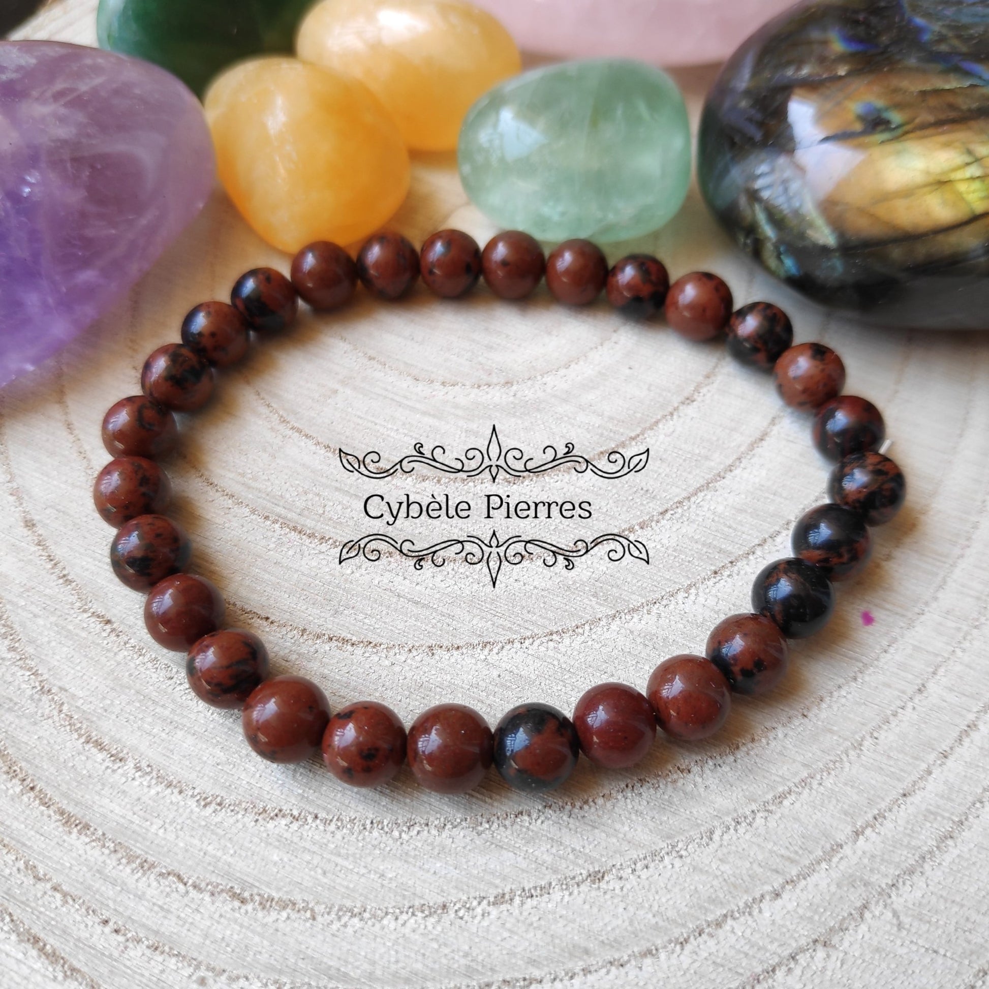 Bracelet Obsidienne Acajou (6mm) - 18cm - Cybele Pierres
