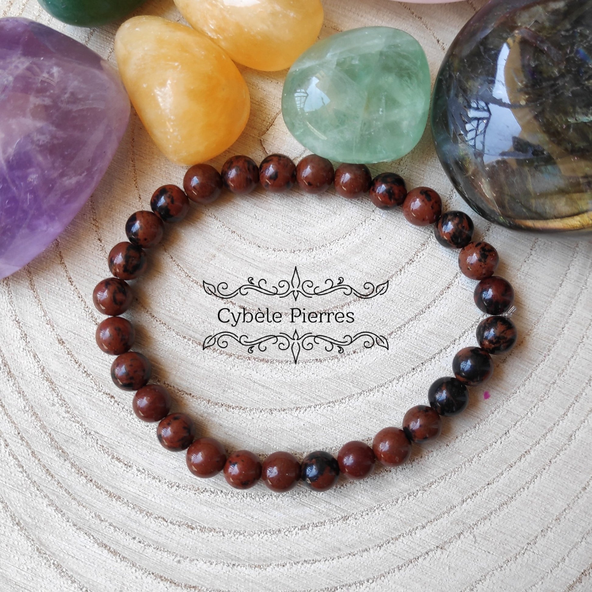 Bracelet Obsidienne Acajou (6mm) - 18cm - Cybele Pierres