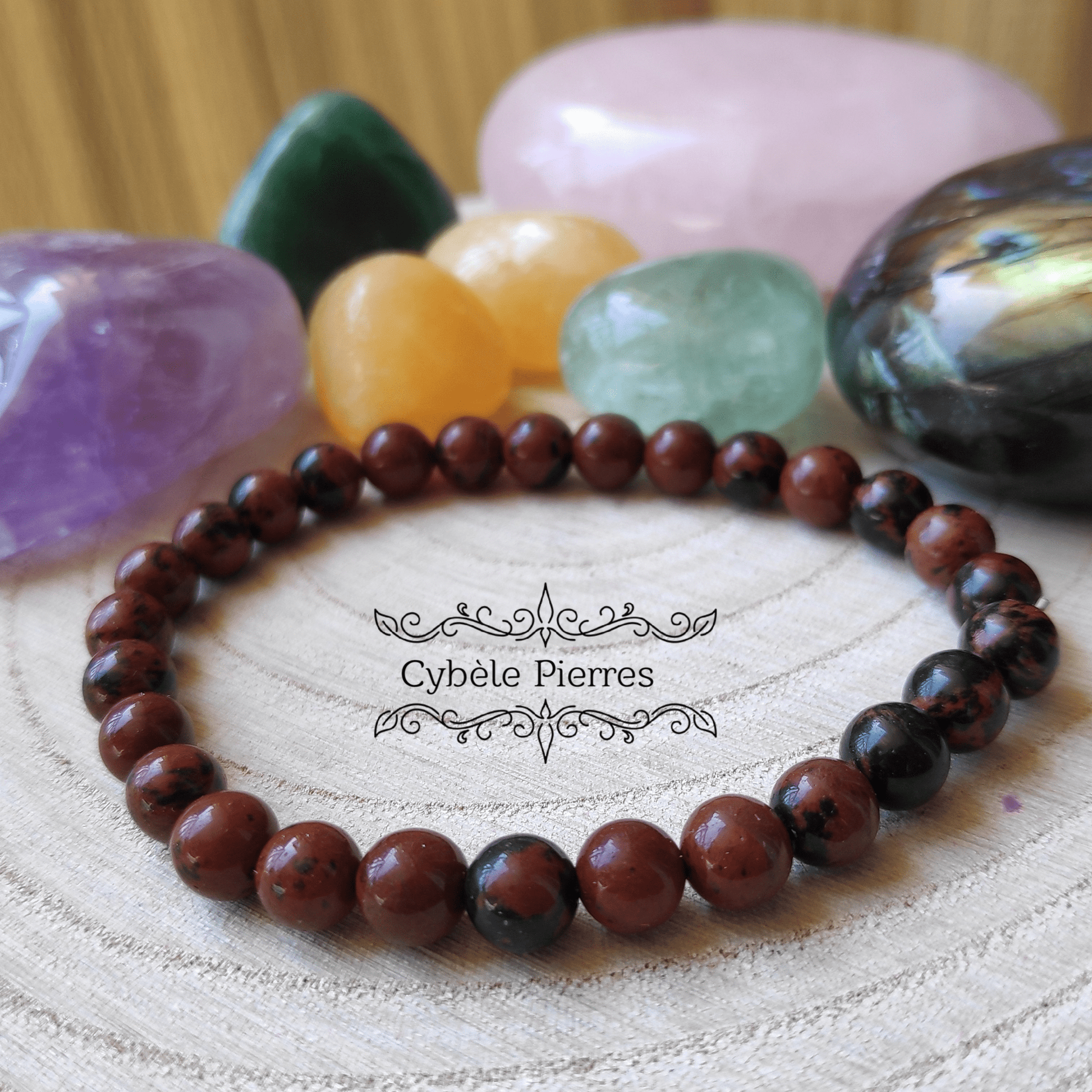 Bracelet Obsidienne Acajou (6mm) - 18cm - Cybele Pierres