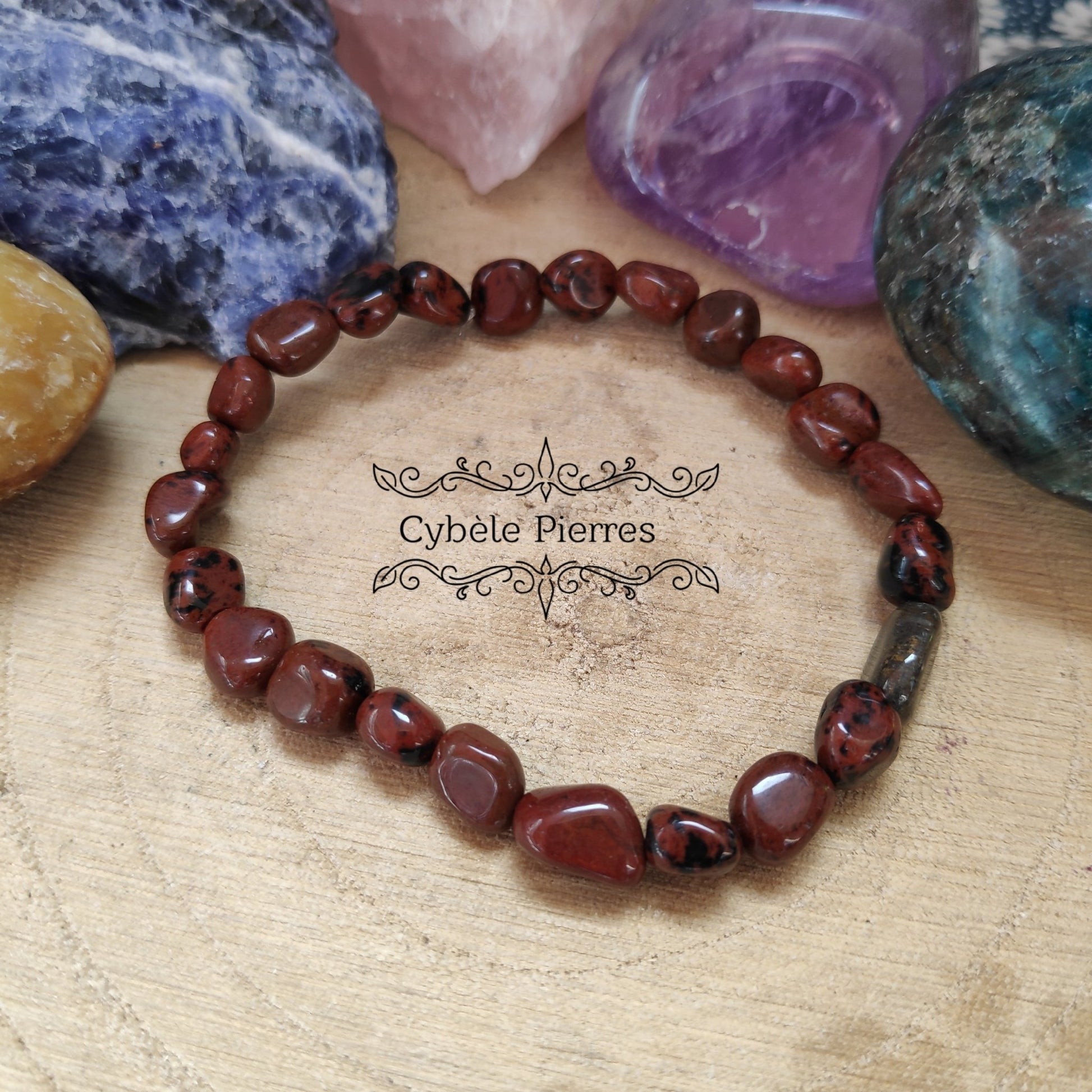 Bracelet Obsidienne Acajou ( 8mm Irrégulière) - 18cm - Cybele Pierres