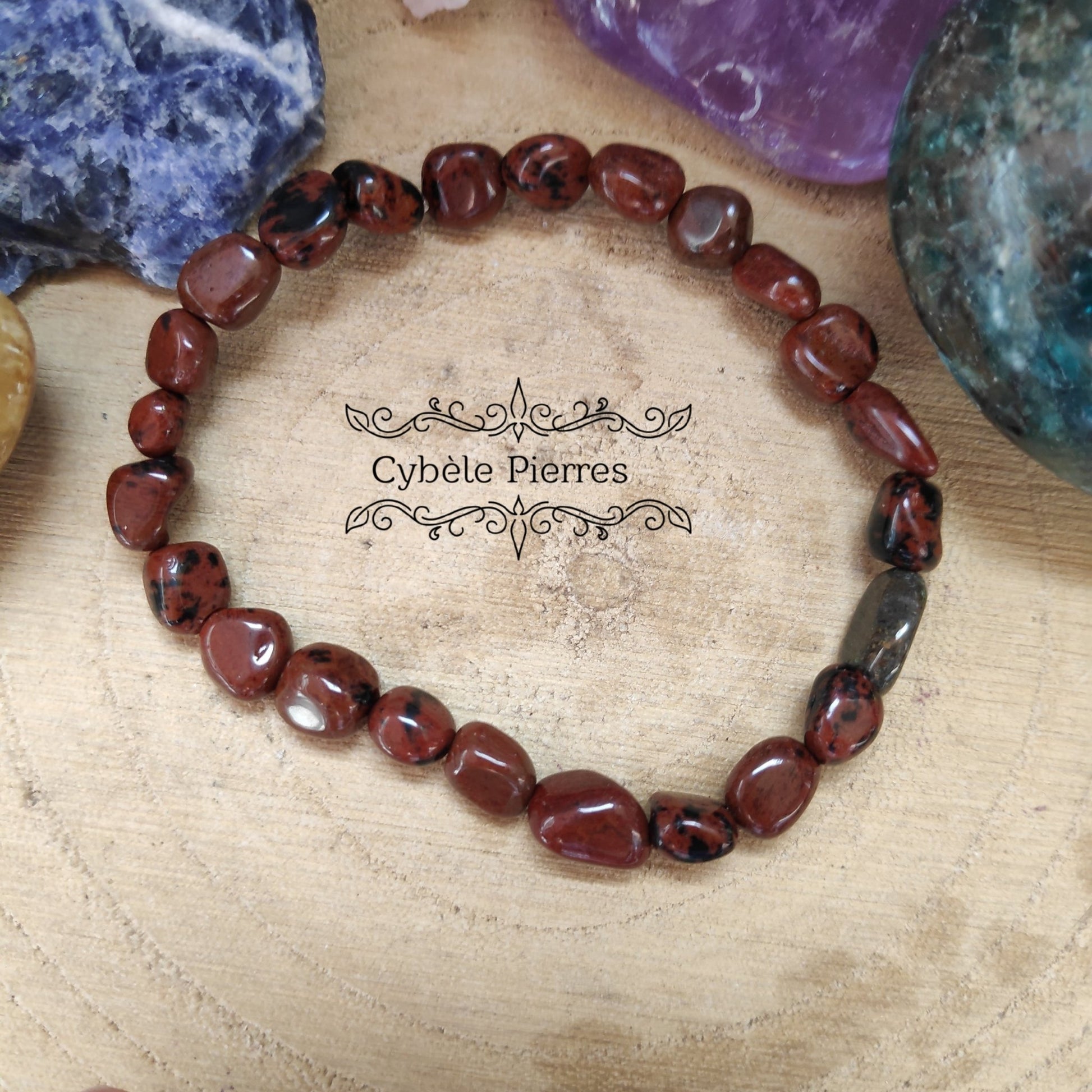 Bracelet Obsidienne Acajou ( 8mm Irrégulière) - 18cm - Cybele Pierres